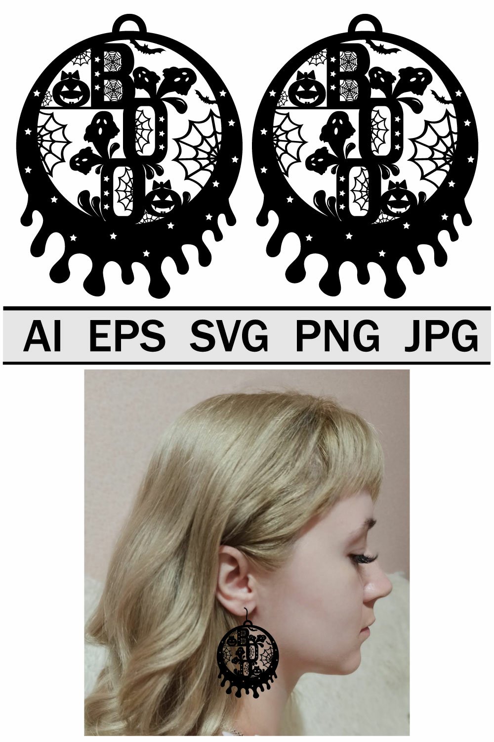 Earrings and pendants for Halloween, svg template (2169944)