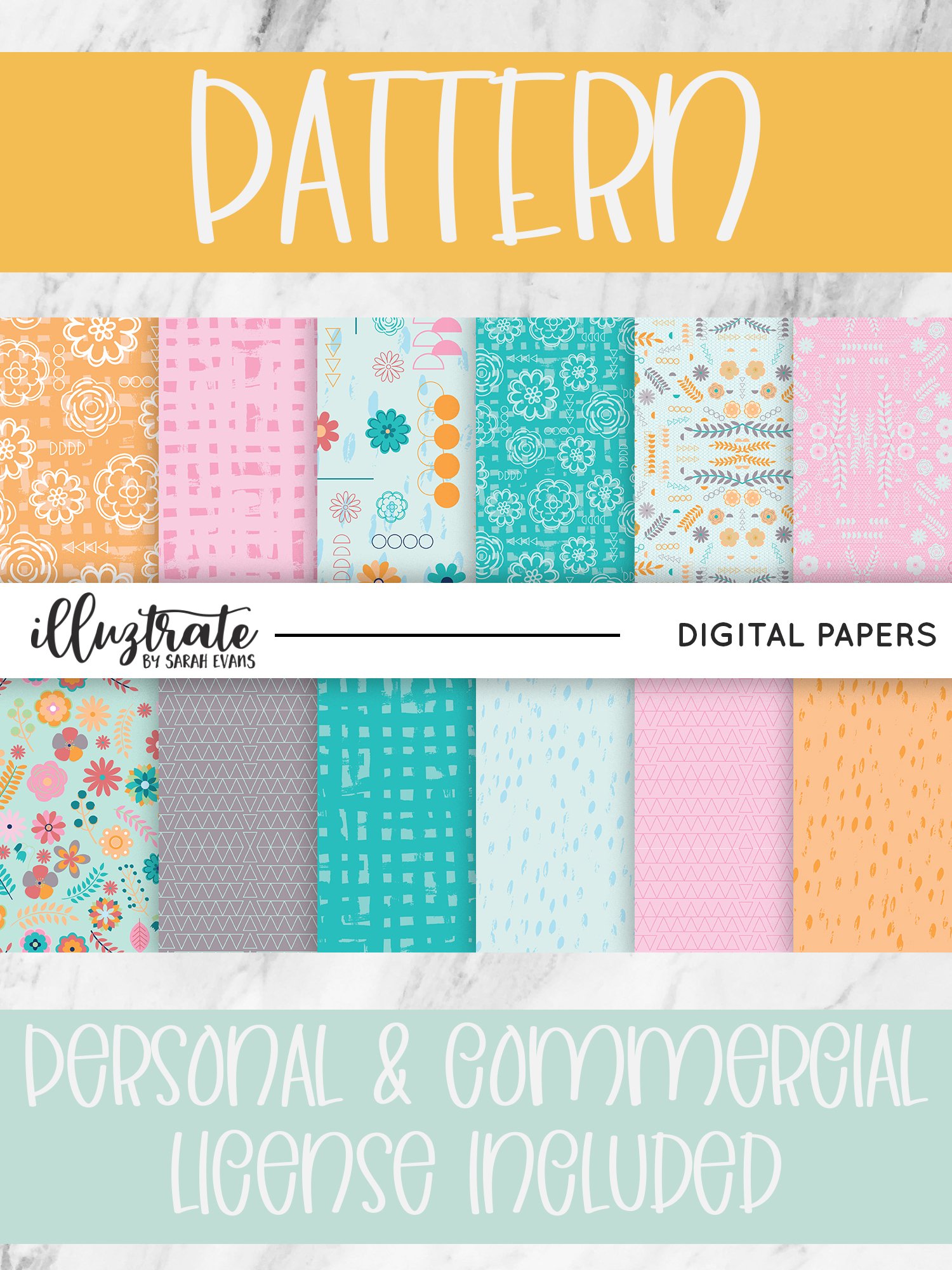 Geometric Flower Patterns | Seamless Digital Papers