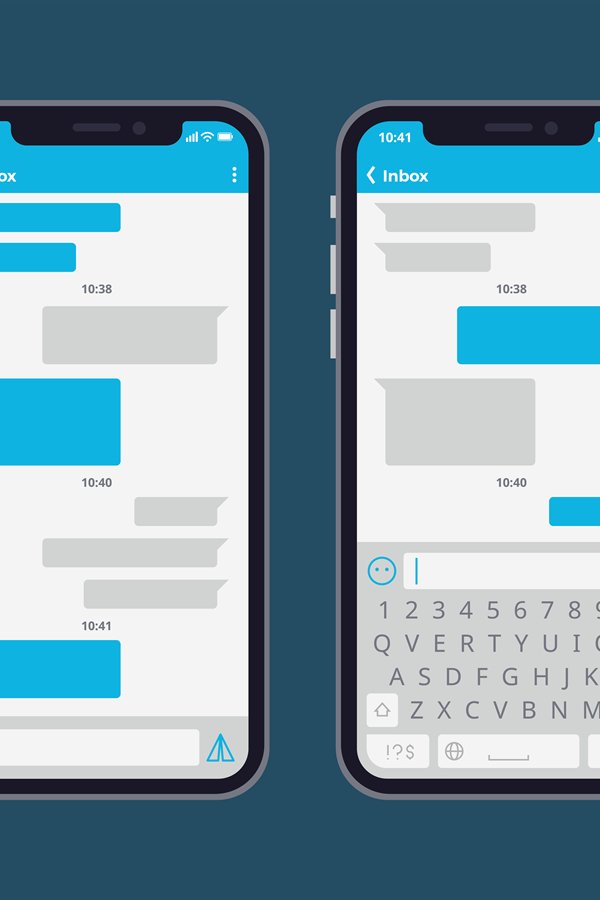 Smart phone with text message bubbles and keyboards vector t