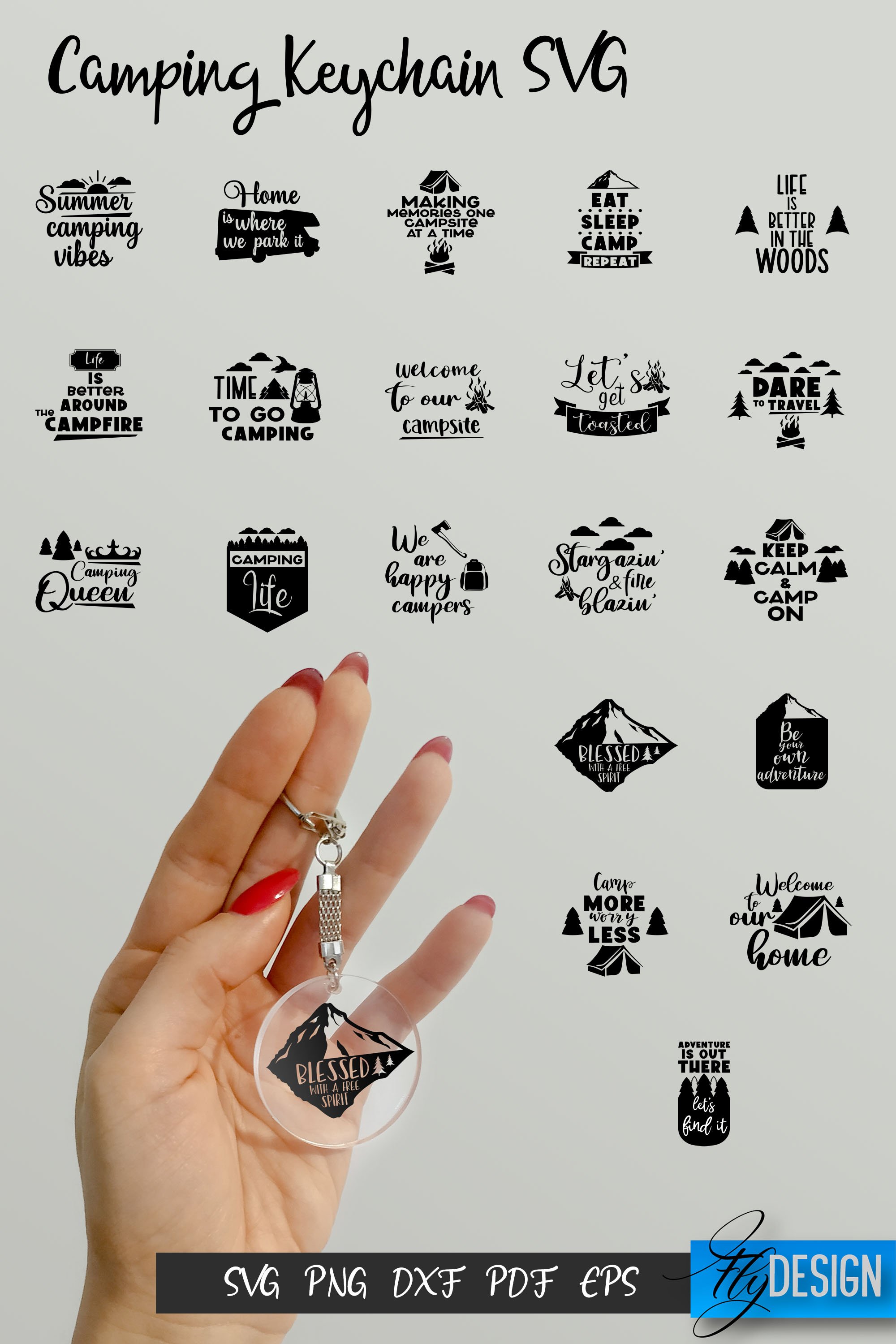 Camping SVG. Keychain SVG. Keyring SVG. Summer Camp Bundle. (1450825