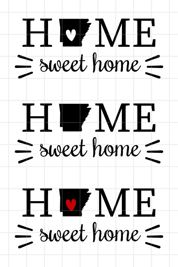 Arkansas SVG, Home Sweet Home Arkansas Cutting File