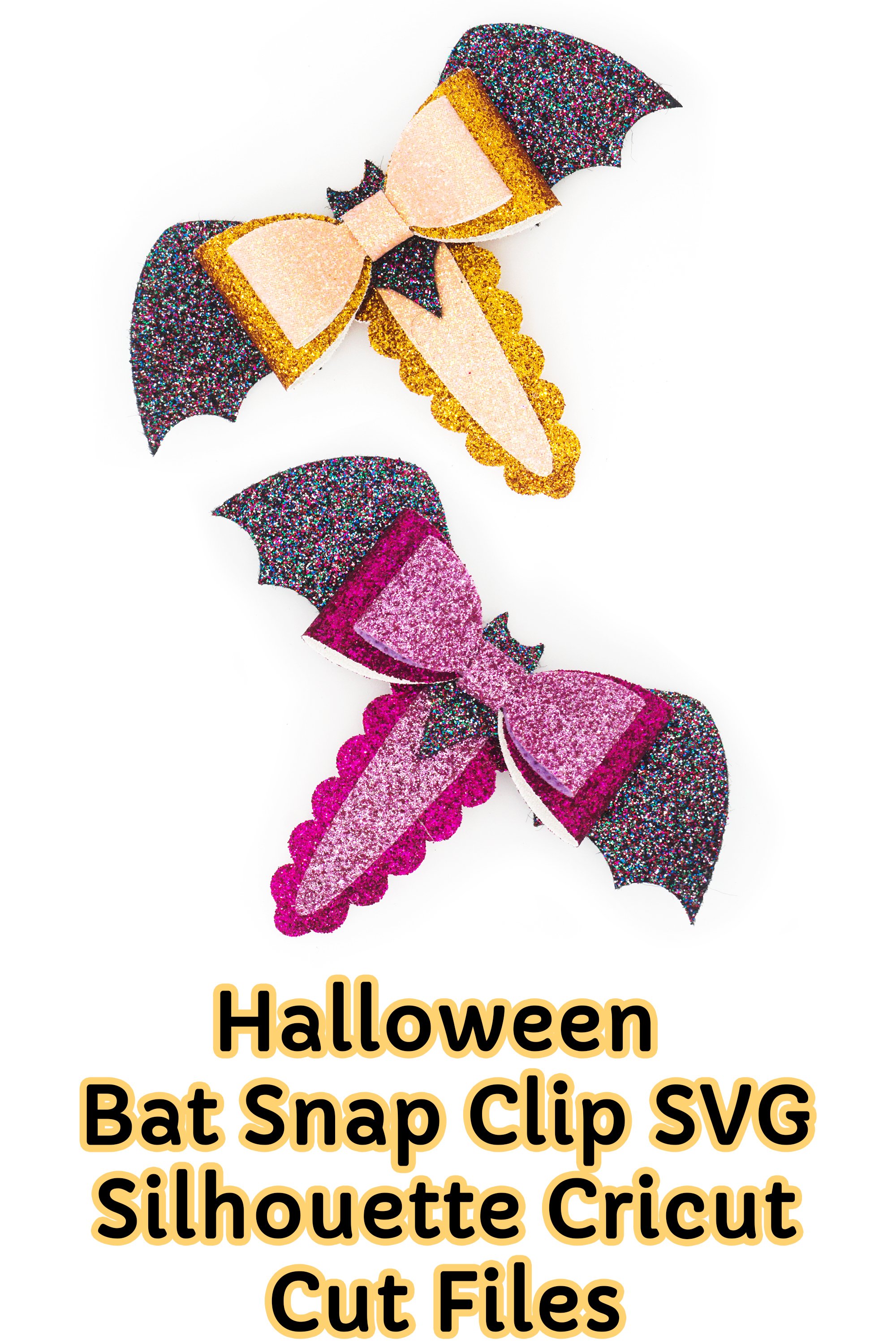 Halloween Bat Snap Clip SVG, Hair Clip Cover Template SVG