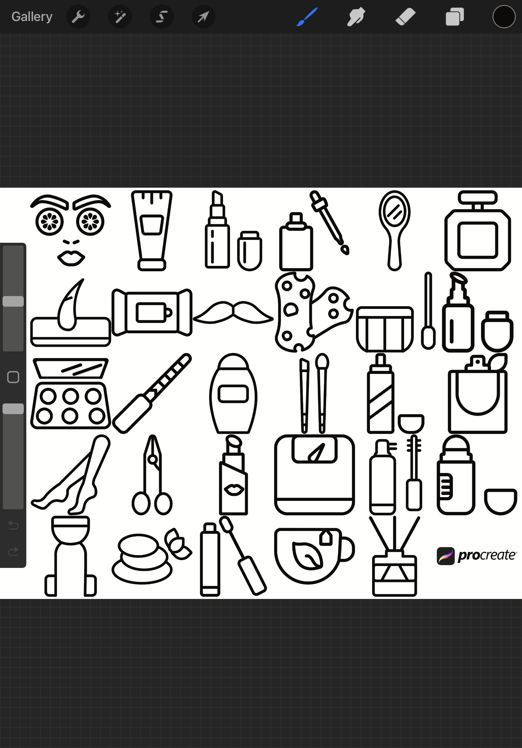 Beauty Icons Set 1 Procreate Brush Stamps, 29 Beauty Icons