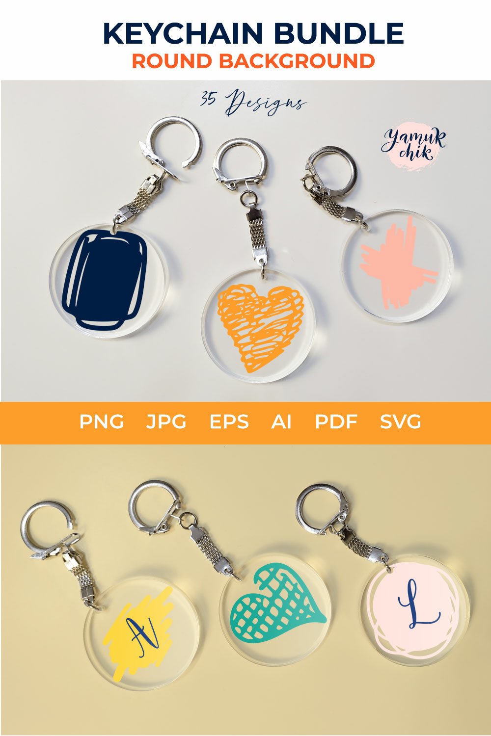 Keychain SVG Bundle, Round keychain background, Brush stroke