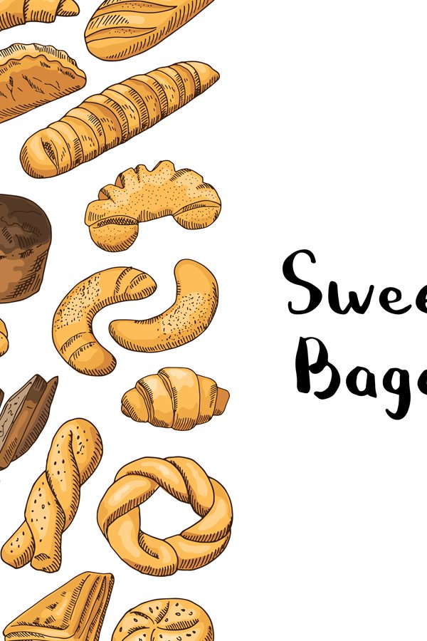 Vector hand drawn colored bakery elements (814061)