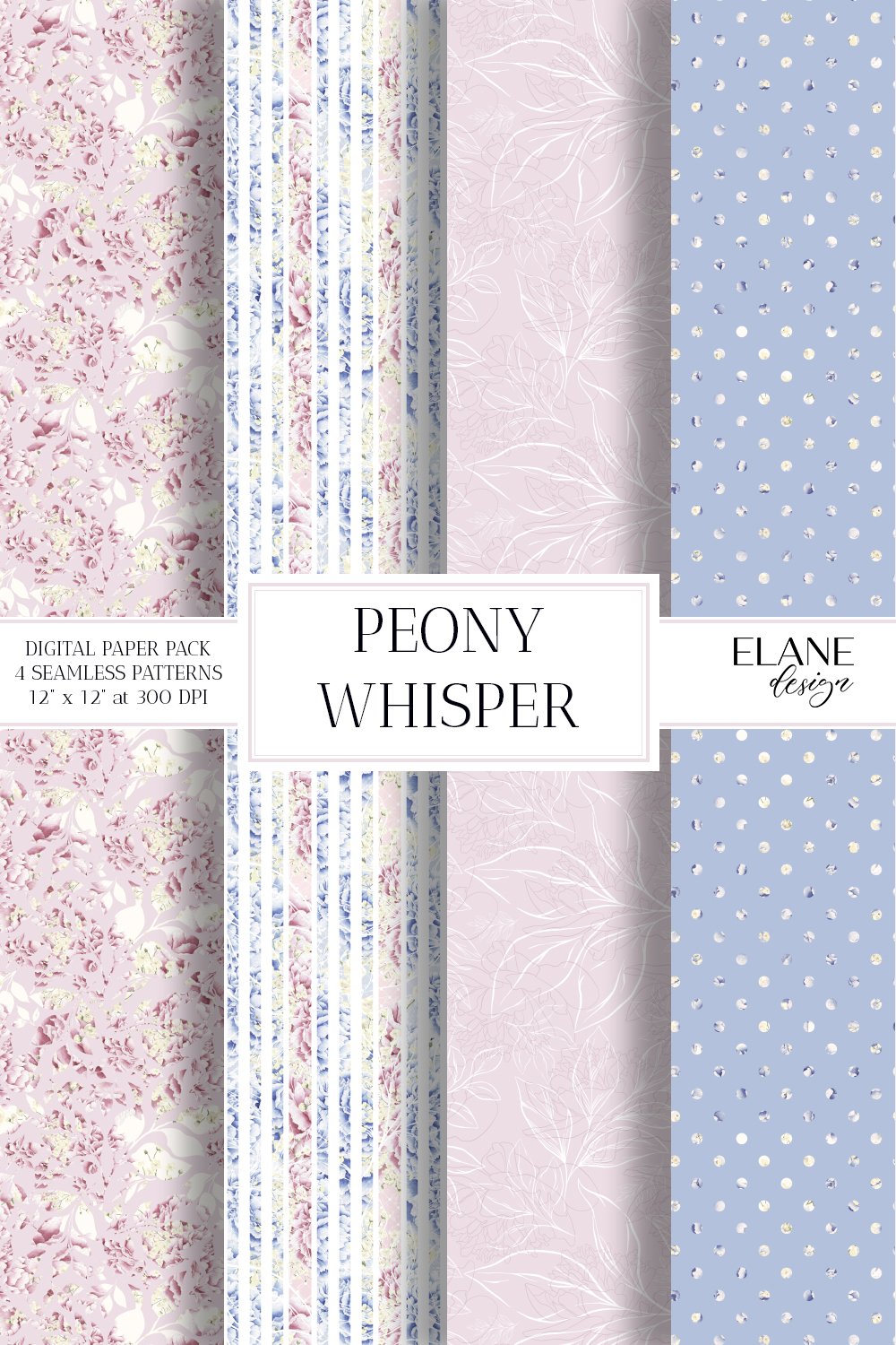 Peony Digital Paper, Shabby Chic Floral Seamless (4092243)