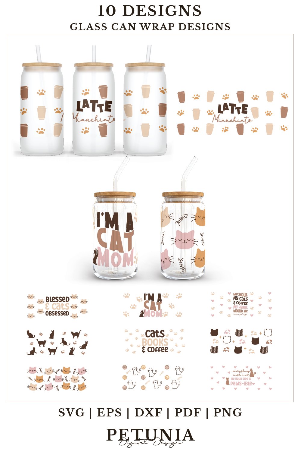 16oz Libbey Can Glass Wrap Bundle | Cat Svg Bundle