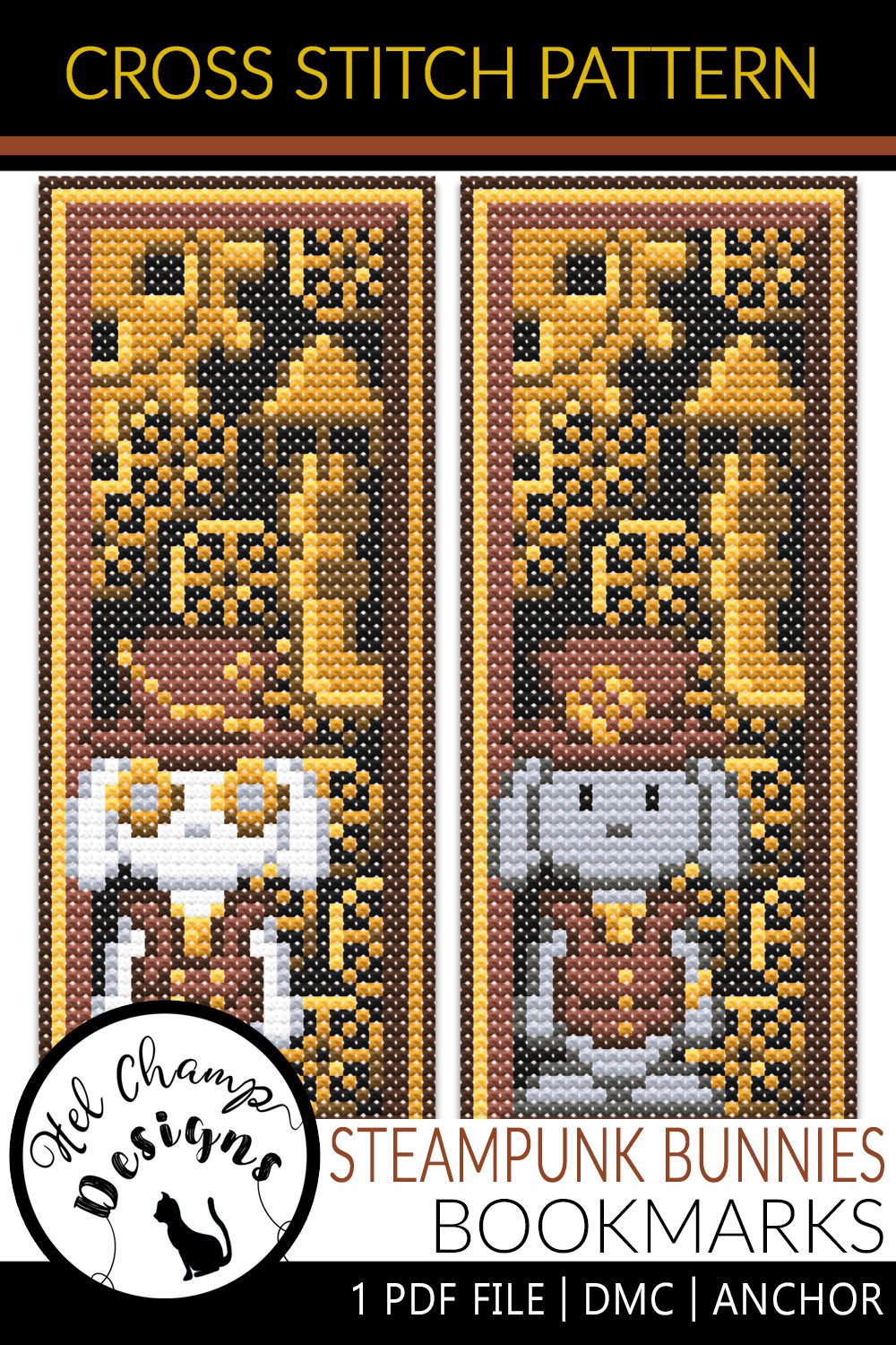 Steampunk Bunnies Bookmarks | Cross Stitch Pattern steampunk-bunnies-bookmarks-cross-stitch-pattern