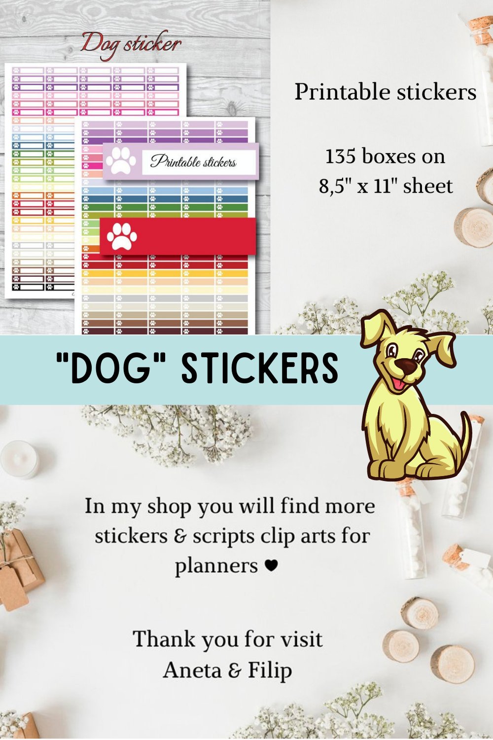 Dog planner stickers, Dog stickers, Dog Puppy stickers, (431900