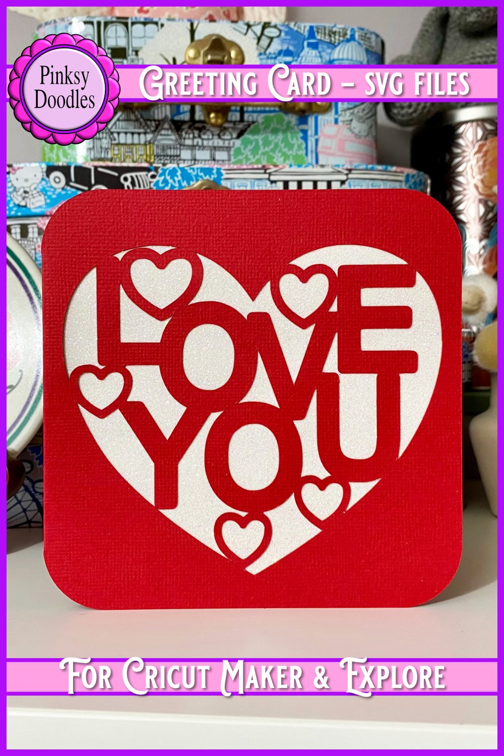Valentines Anniversary card with hearts svg cut files