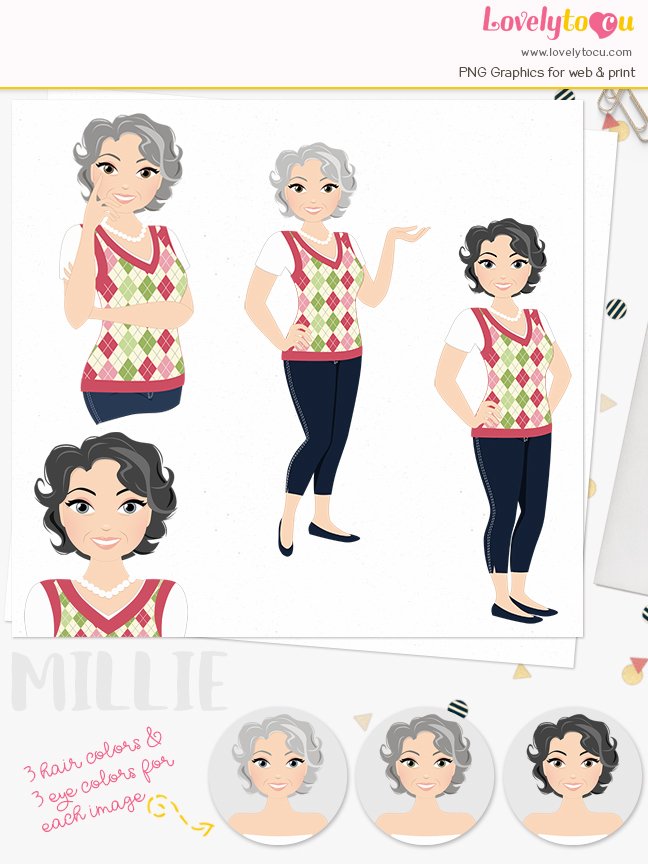 Simple woman character clip art L477 Millie (542630) | Illustrations ...