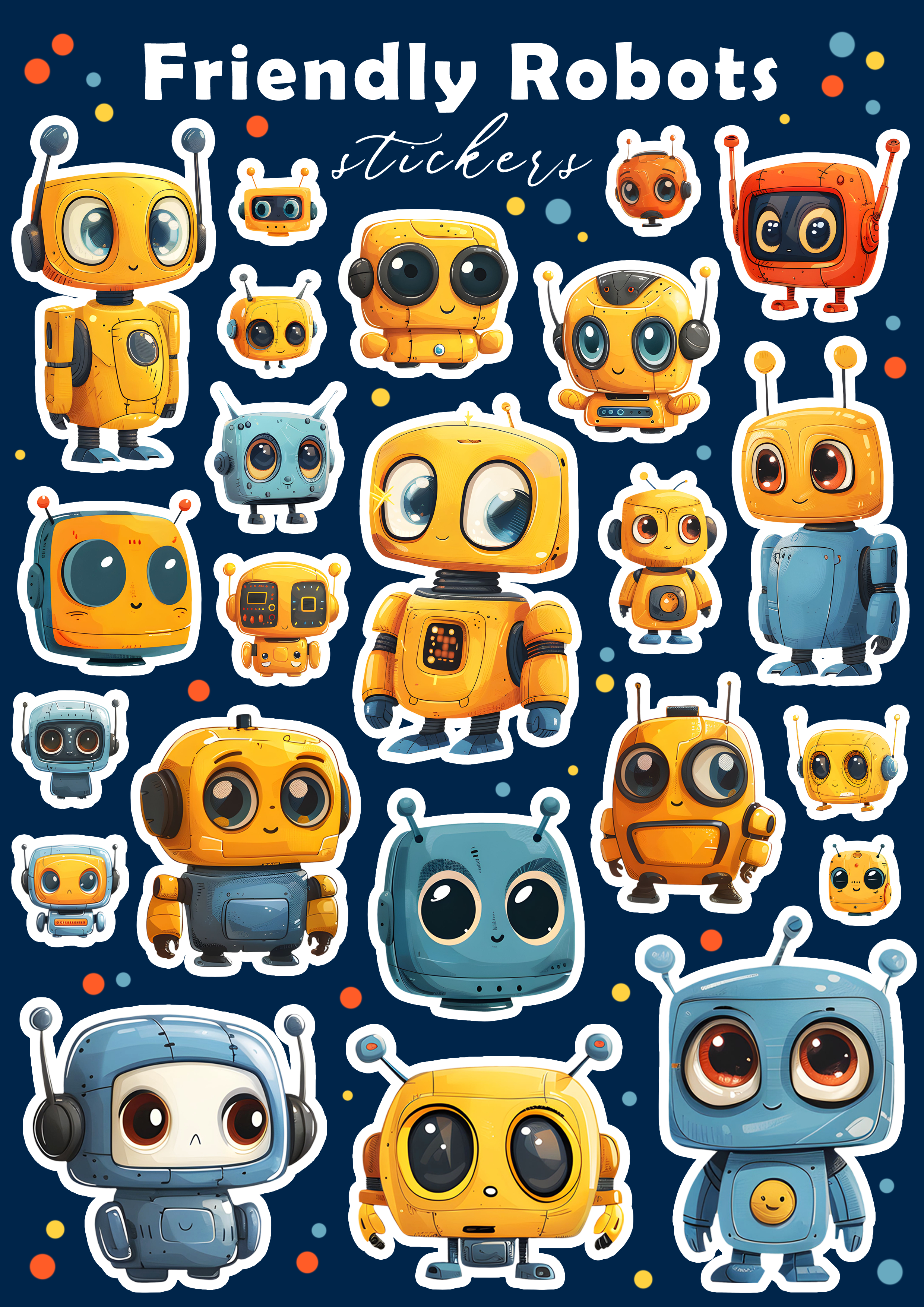 Cute Robot Stickers for Planner and Bullet Journal