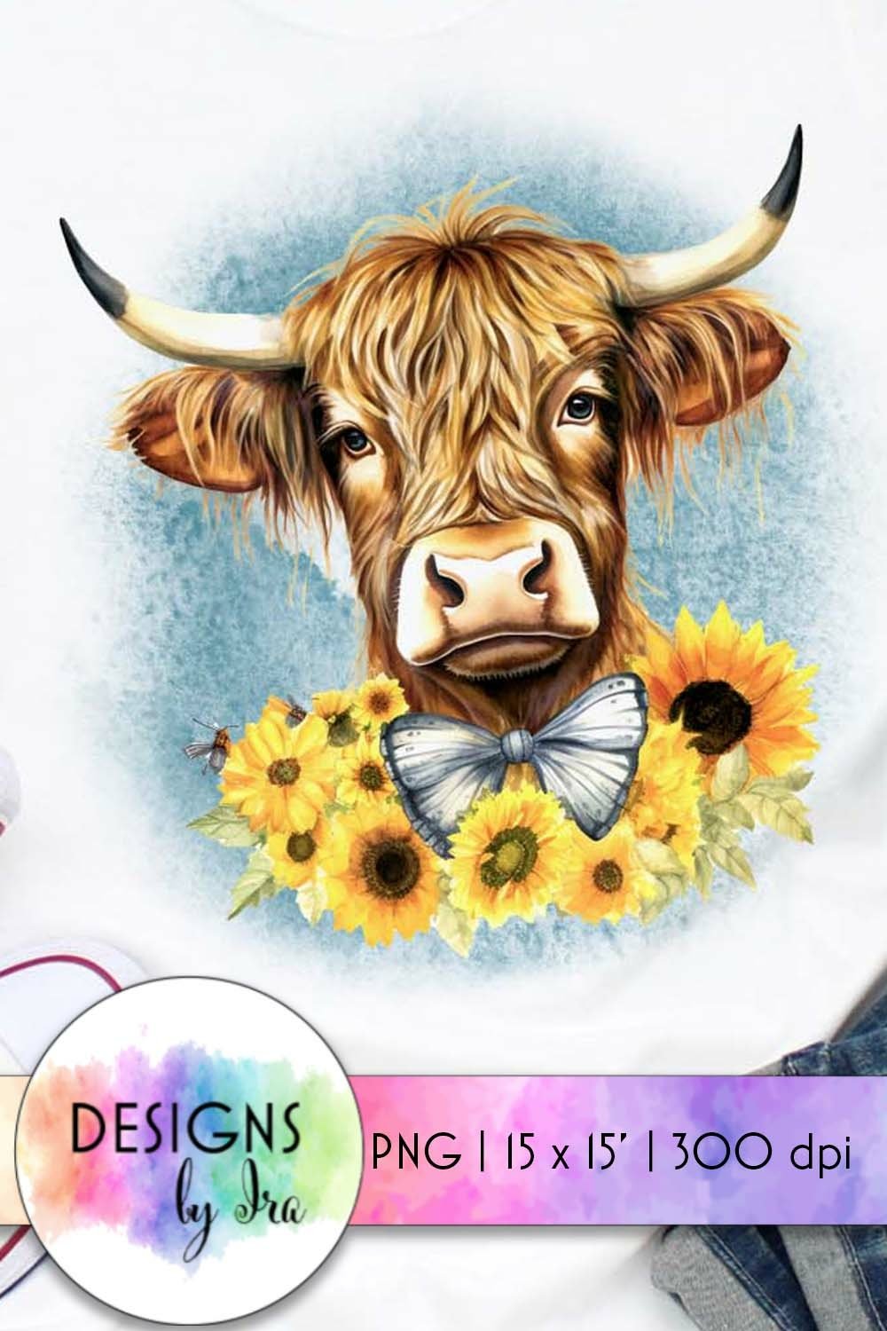 Highland Cow Sublimation | Heifer with Flowers Shirt Print