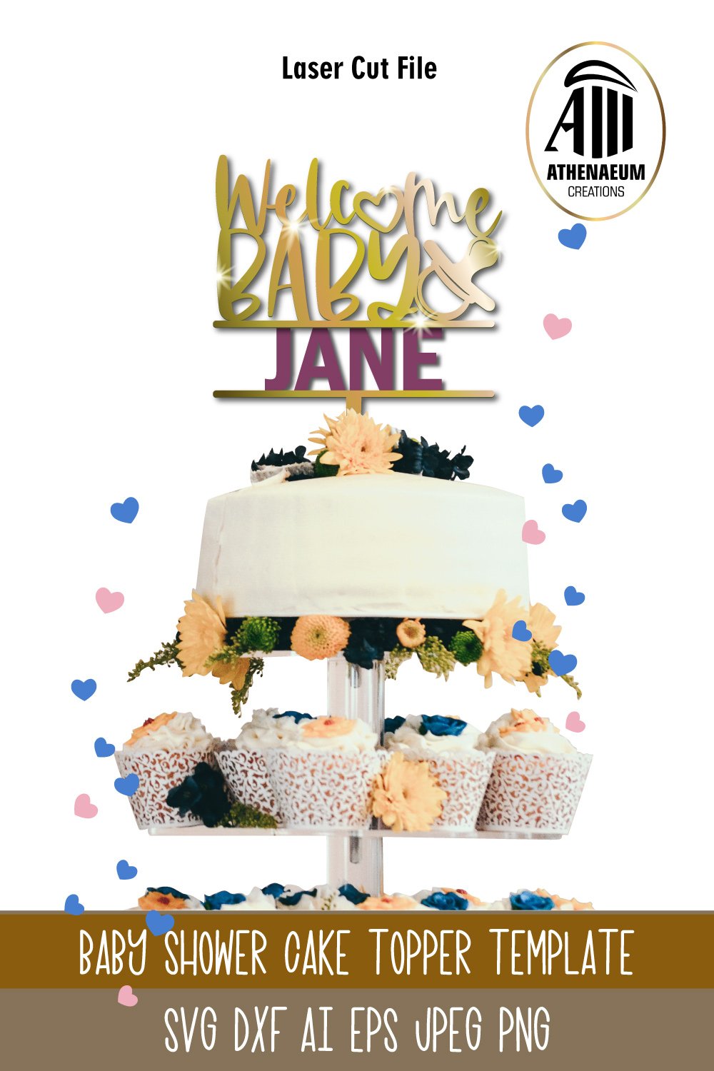 Baby Shower Laser Cut| Welcome Baby Customizable Cake Topper