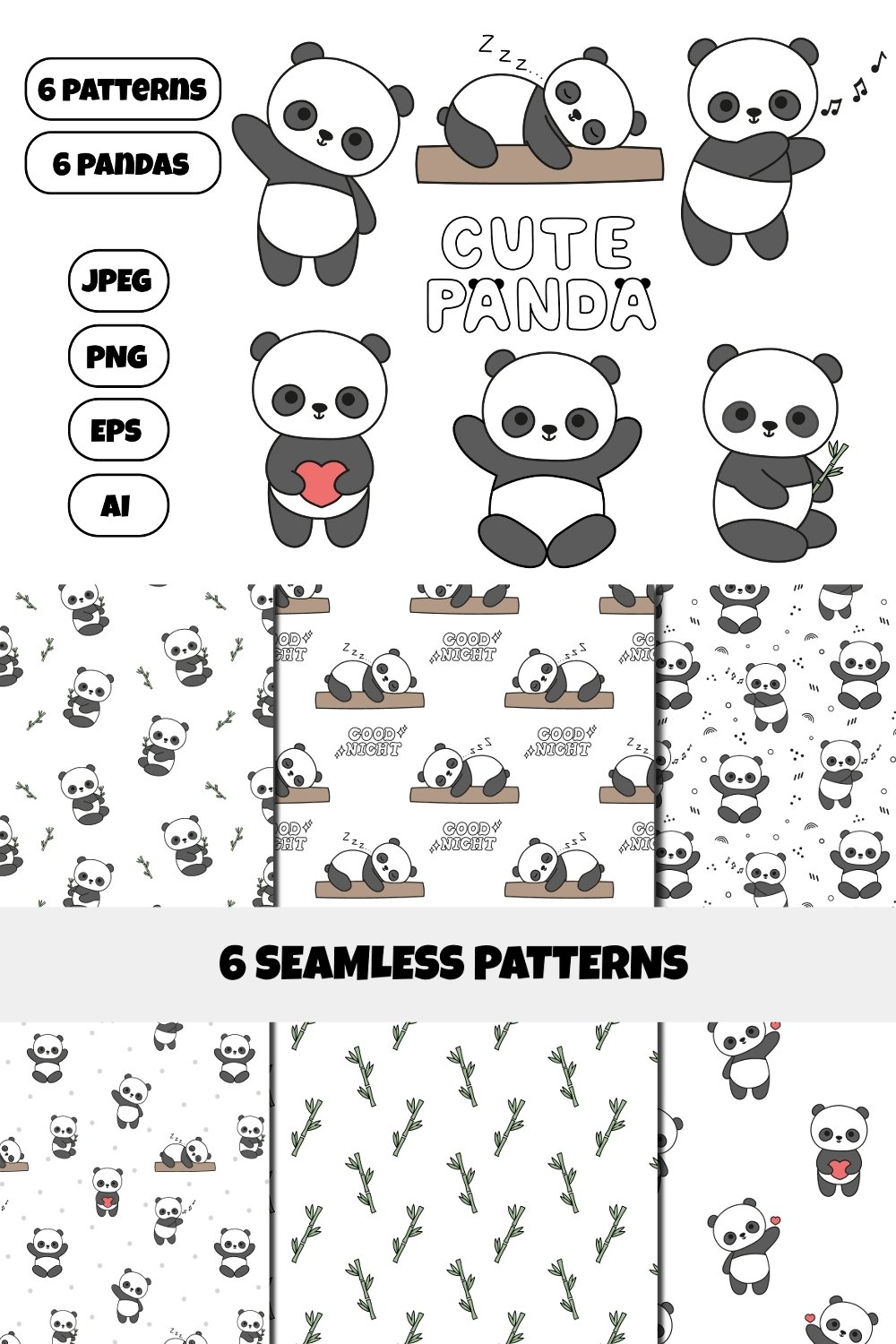 Cute Panda Bear clipart: panda images and patterns
