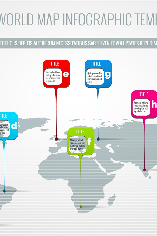 World map pins infographic