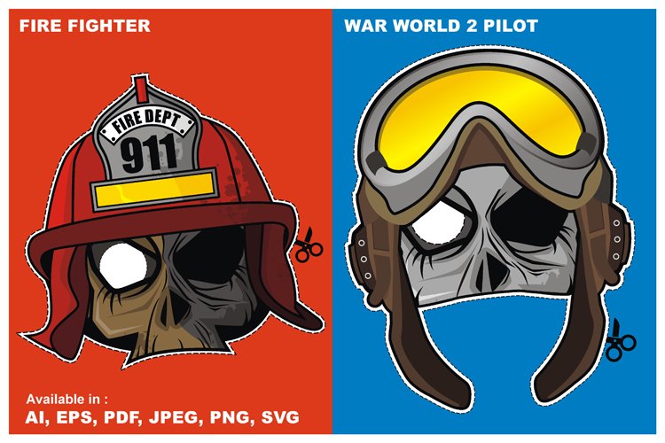 Zombie Invasion Paper Mask - Fire Fighter and Pilot