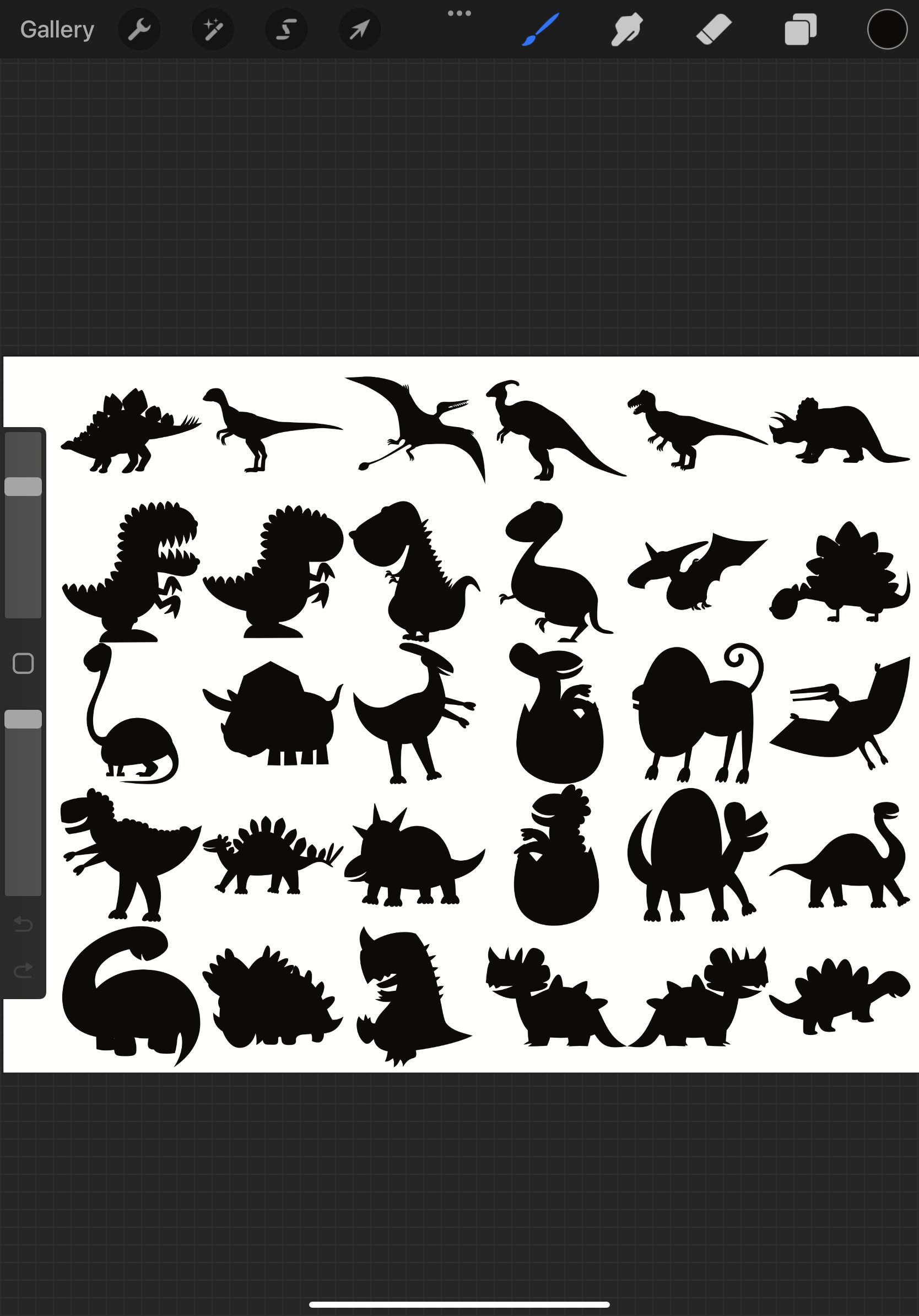 Cartoon Dinosaurs Silhouette Set 5 Procreate Brush Stamps