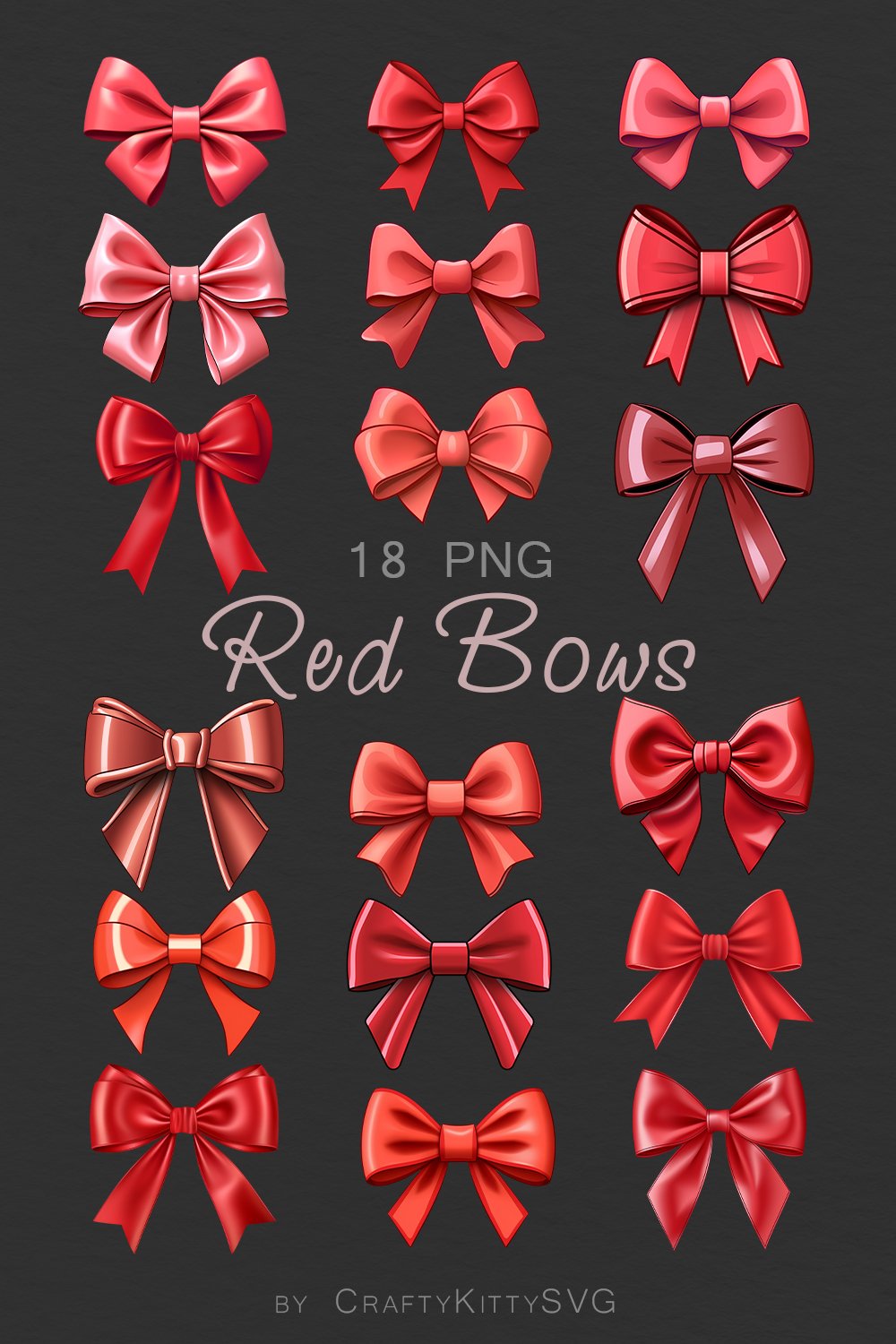 Birthday Red Bow PNG Clipart, Christmas Bows PNG bundle