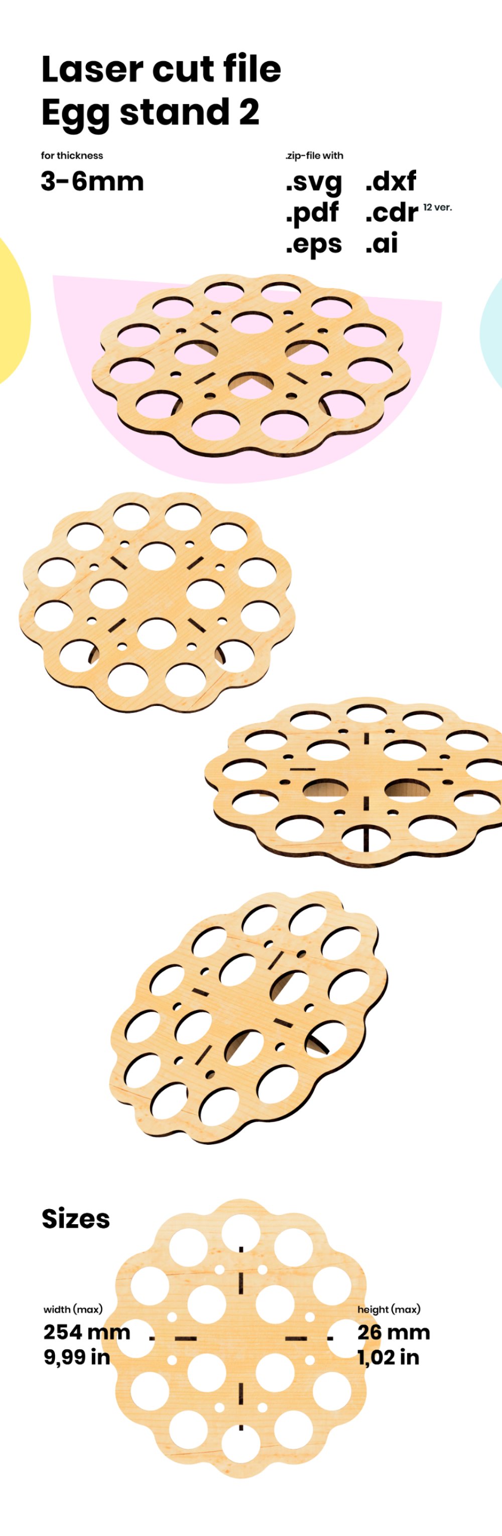 Egg stand svg CNC svg vector file dxf Laser cut files
