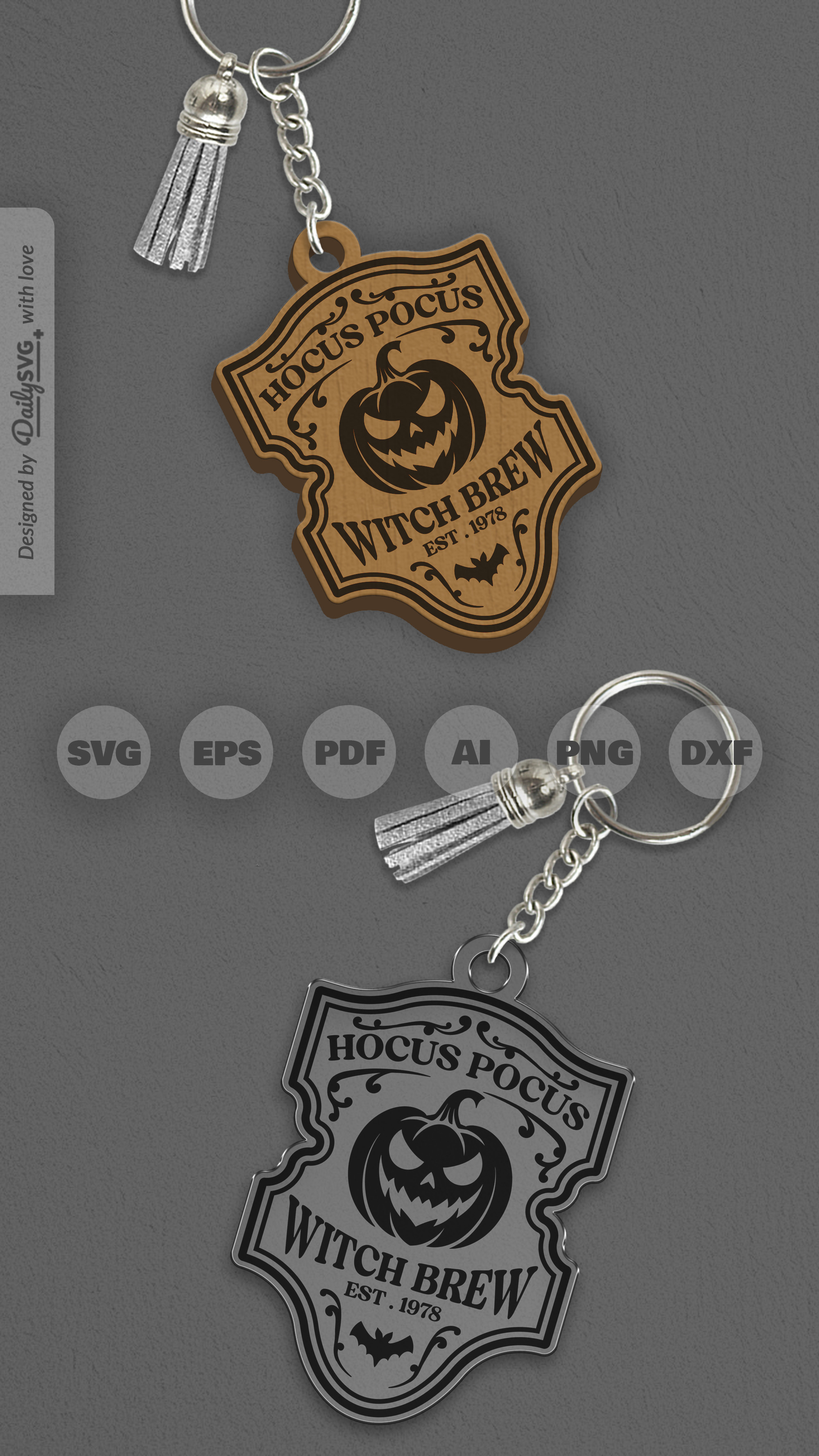 Halloween Engraving Keychain SVG (5944409)