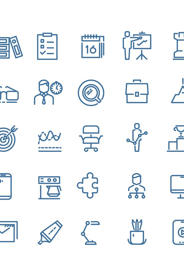 Productivity and time management vector thin line icons