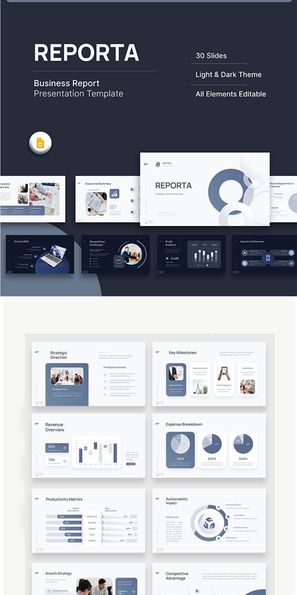 Slide Report Example Reporta - Business Report Google Slides Template