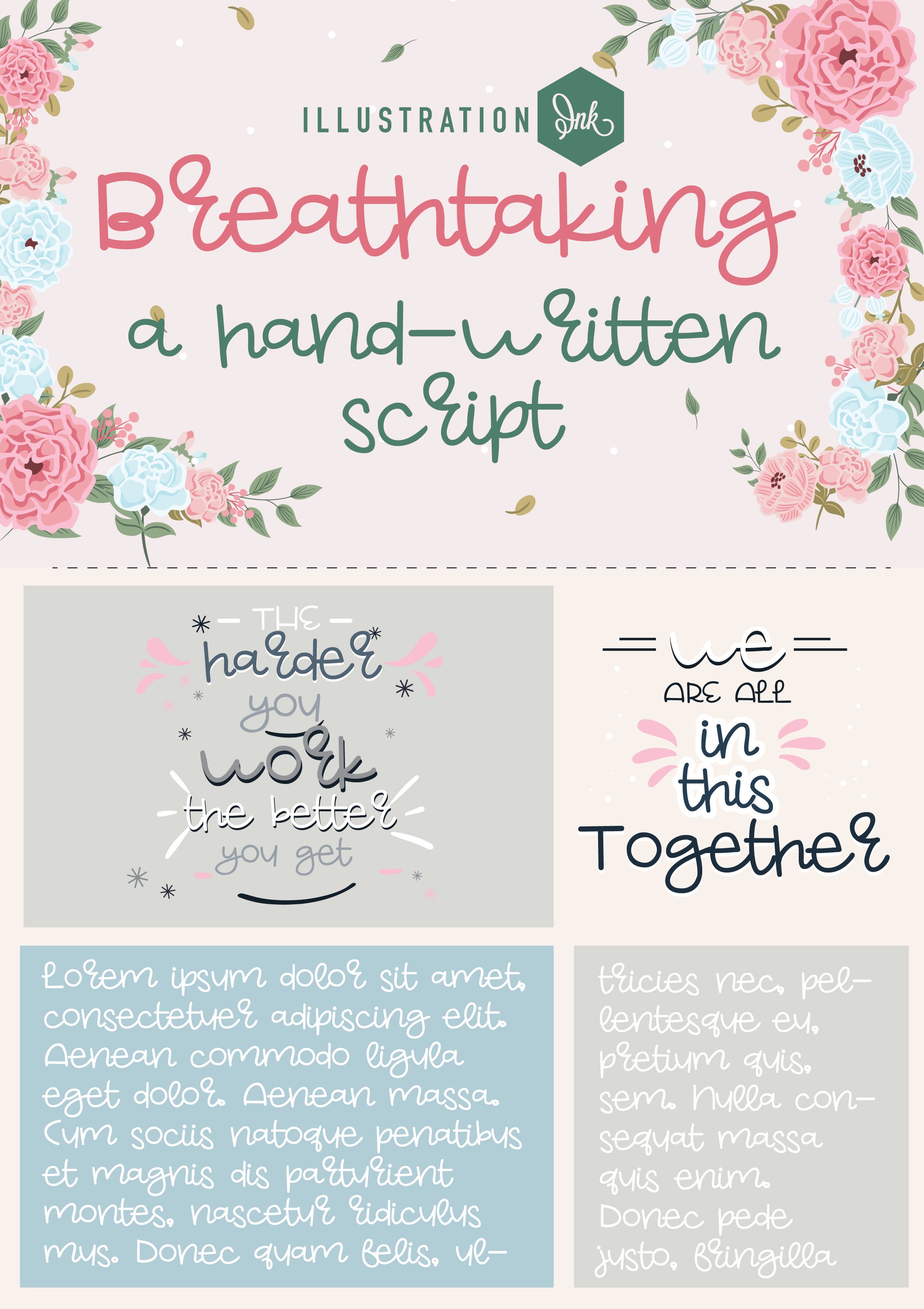 Hand-crafted, hand-printed font