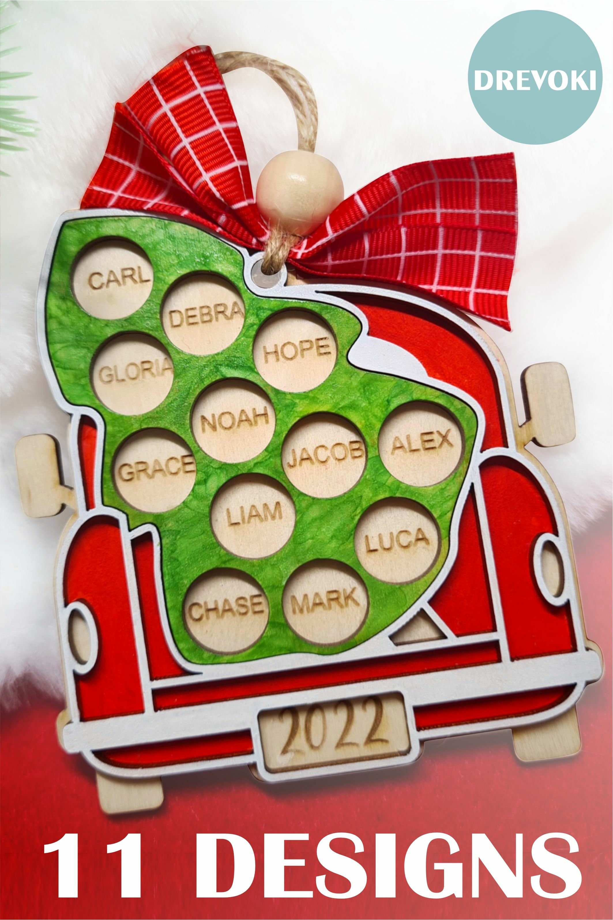 christmas tree truck ornament svg, family ornament svg