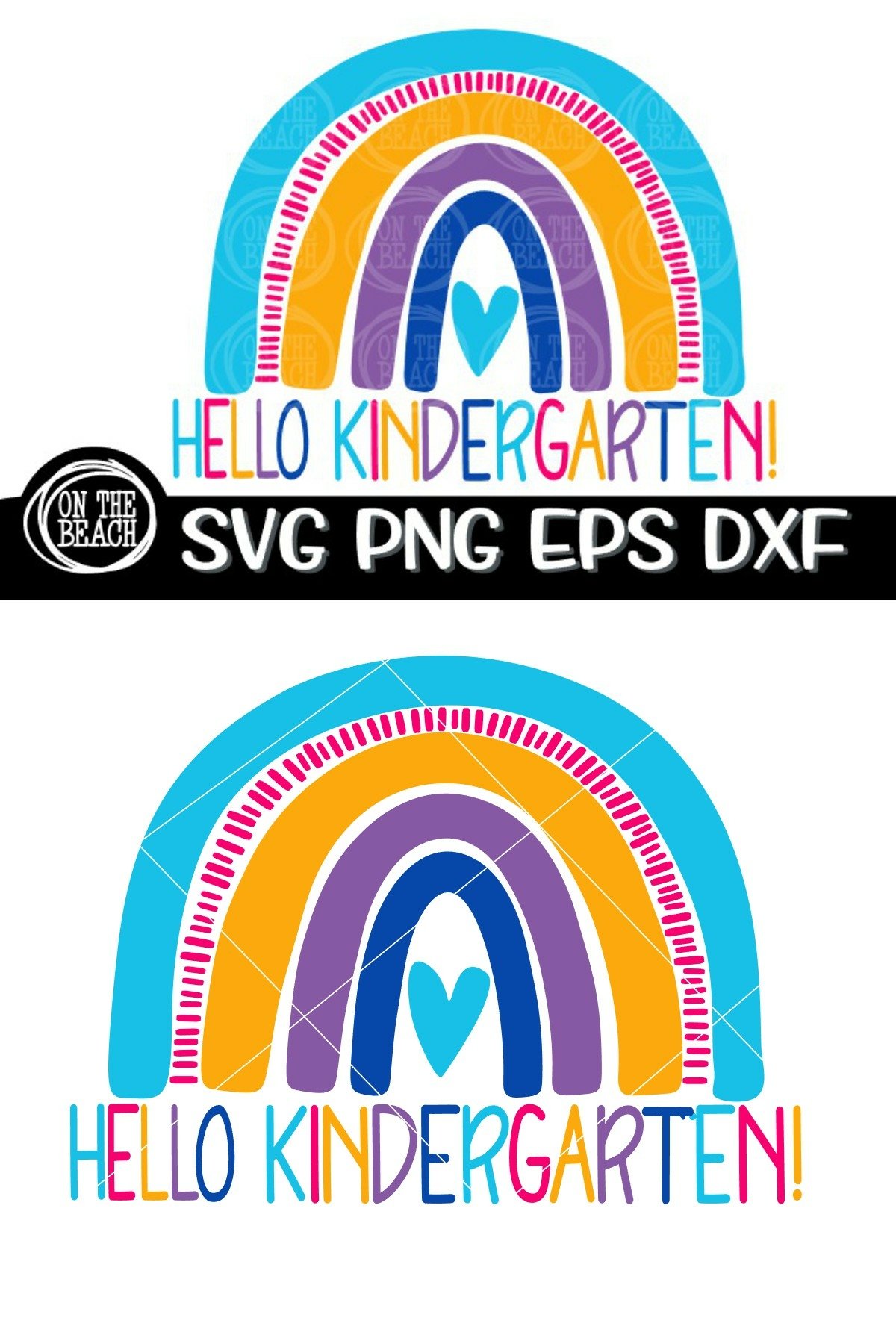 Hello Kindergarten Rainbow SVG PNG EPS DXF Back School SVG