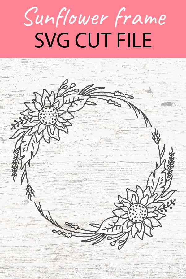Sunflower wreath svg, sunflower monogram frame svg cuttables