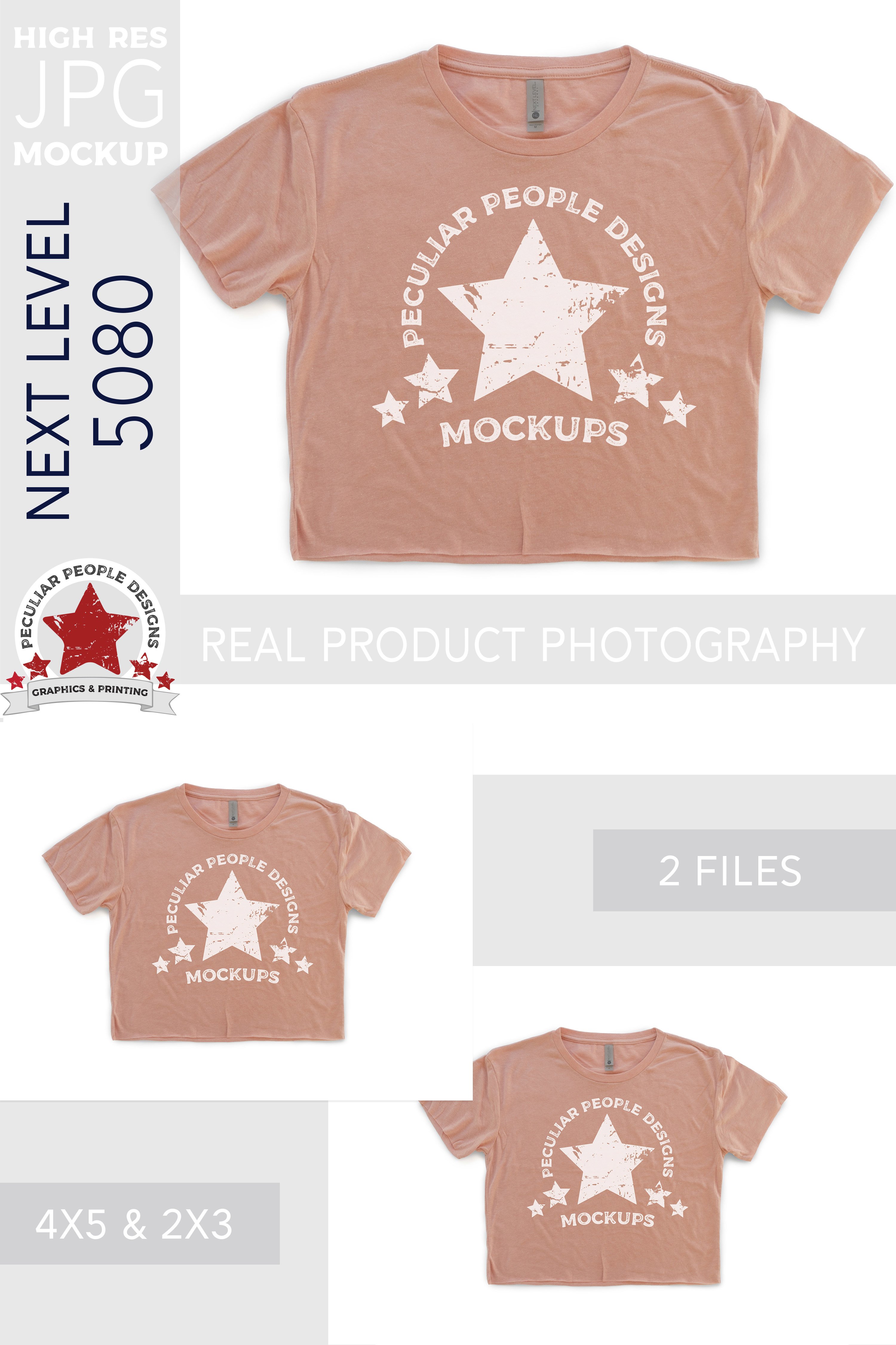 Crop Top Summer T-Shirt Mock Up Desert Pink Next Level 5080