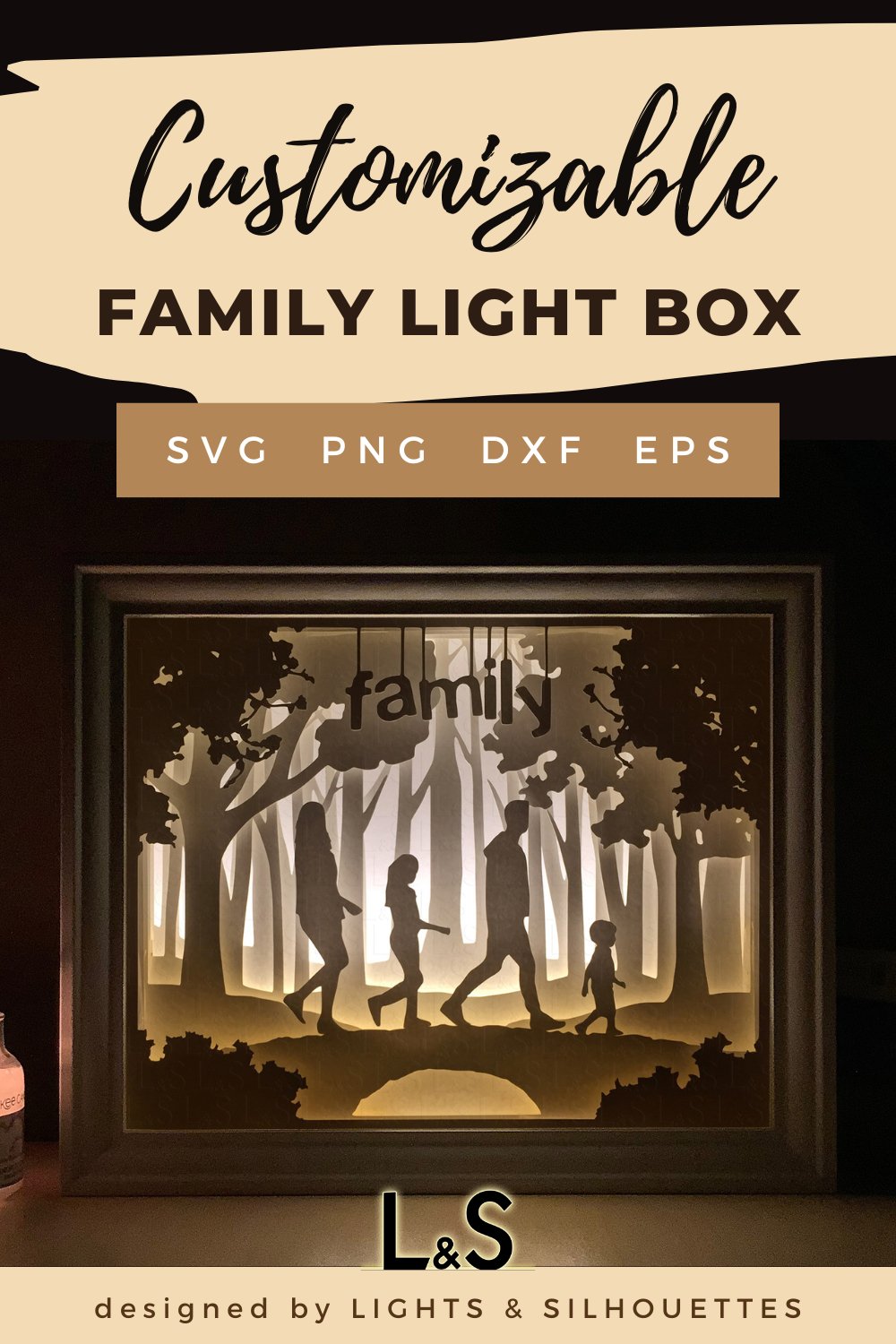 Customizable Family Shadow Box Template | 3D Light Box File