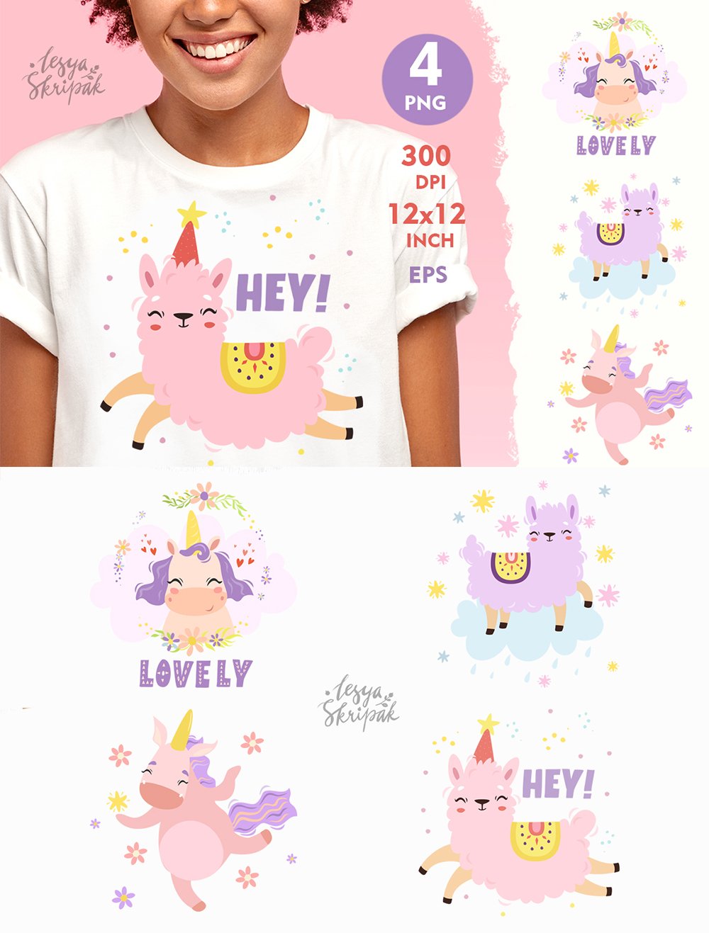 llama sublimation PNG. Unicorn sublimation. Baby llama.