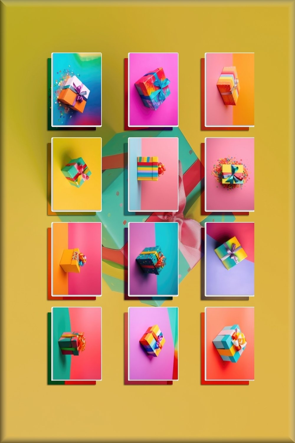 12x Colorful present box backgrounds