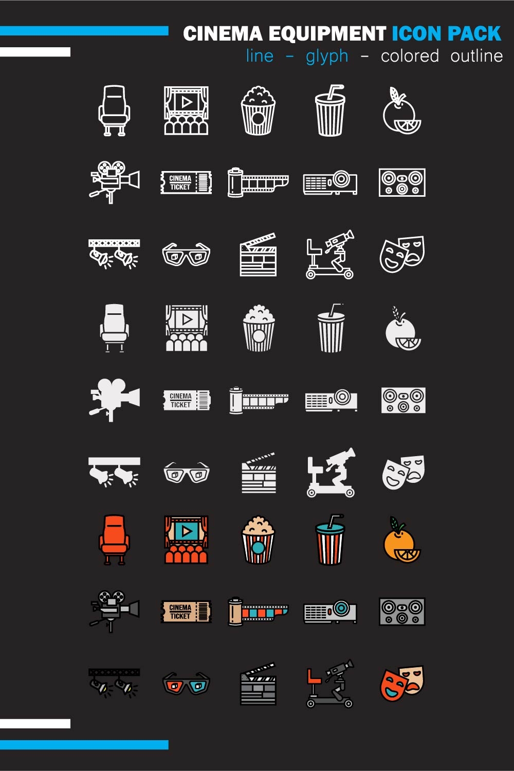 Cinema Equipment Icon Pack