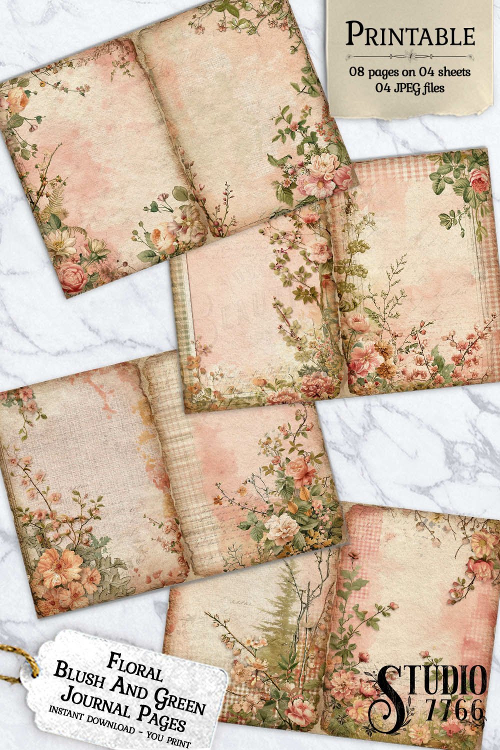 Floral Blush and Green Junk Journal