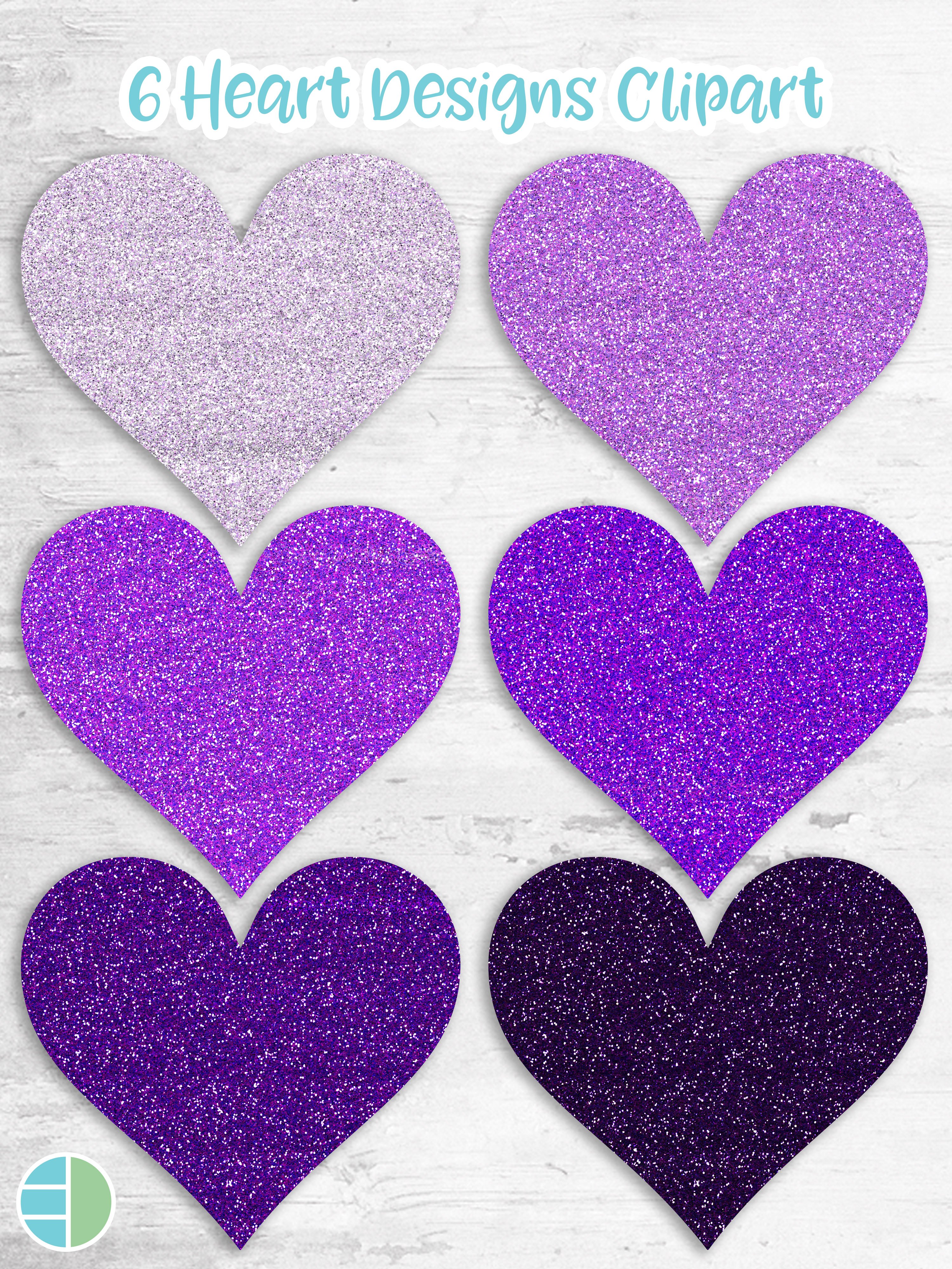 Purple Heart Bundle Glitter Heart PNG Sublimation Hearts