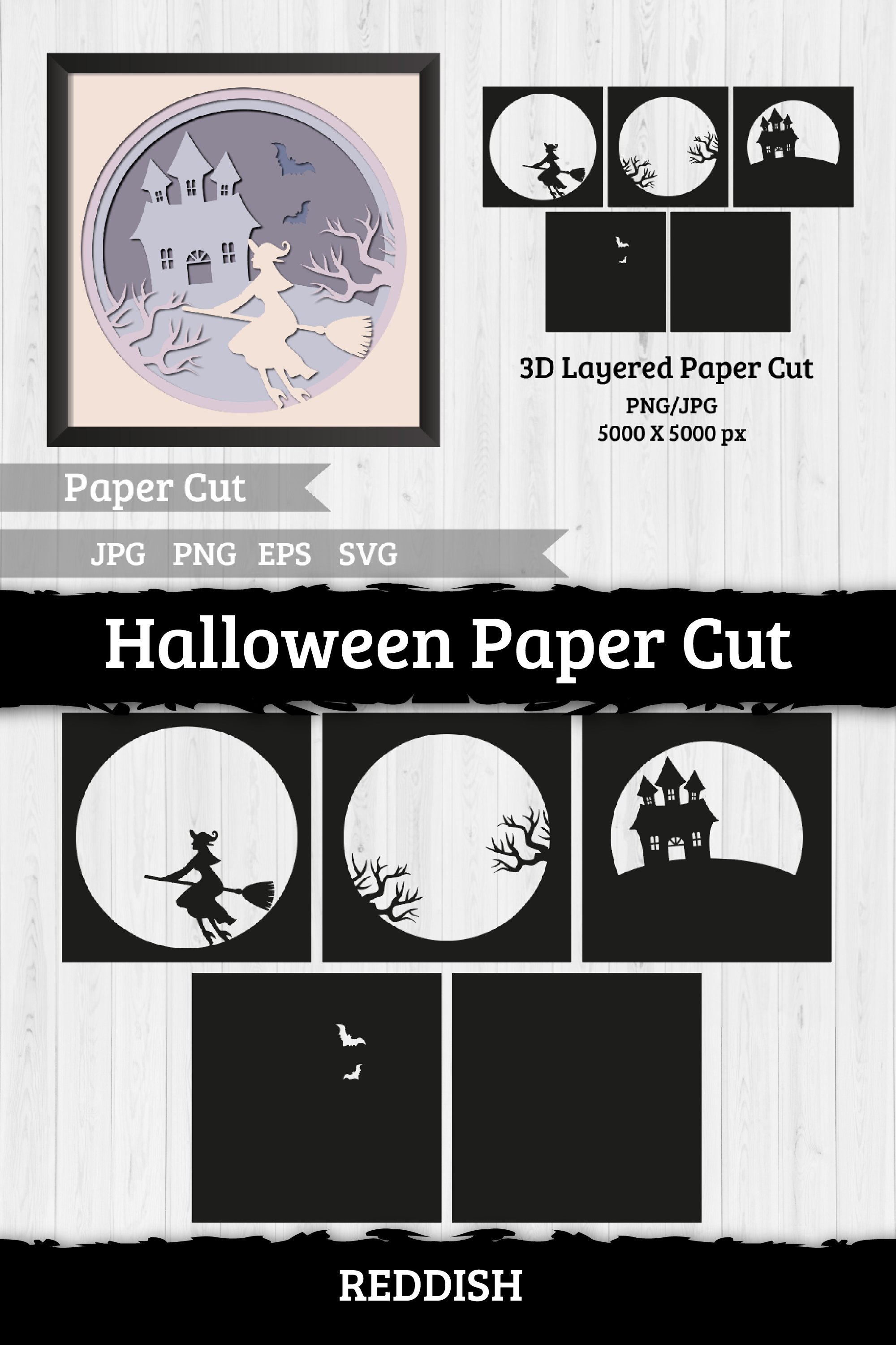 Halloween 3d paper cut, cut files SVG, Halloween (1302881)