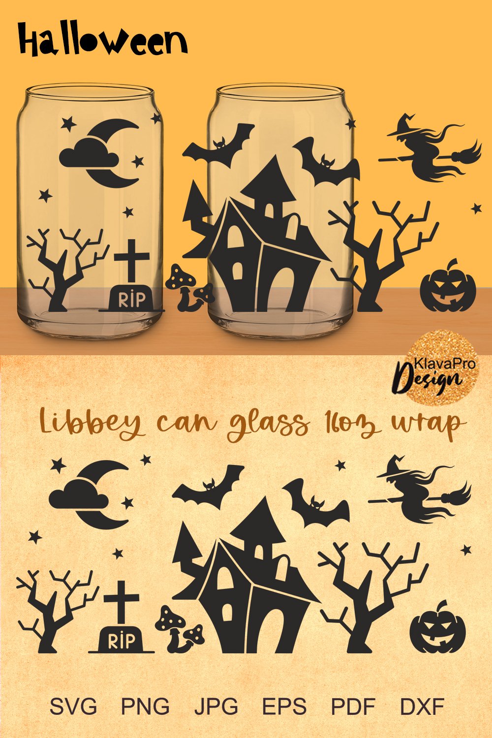 Halloween Libbey glass 16oz | Can glass wrap svg (2018440)