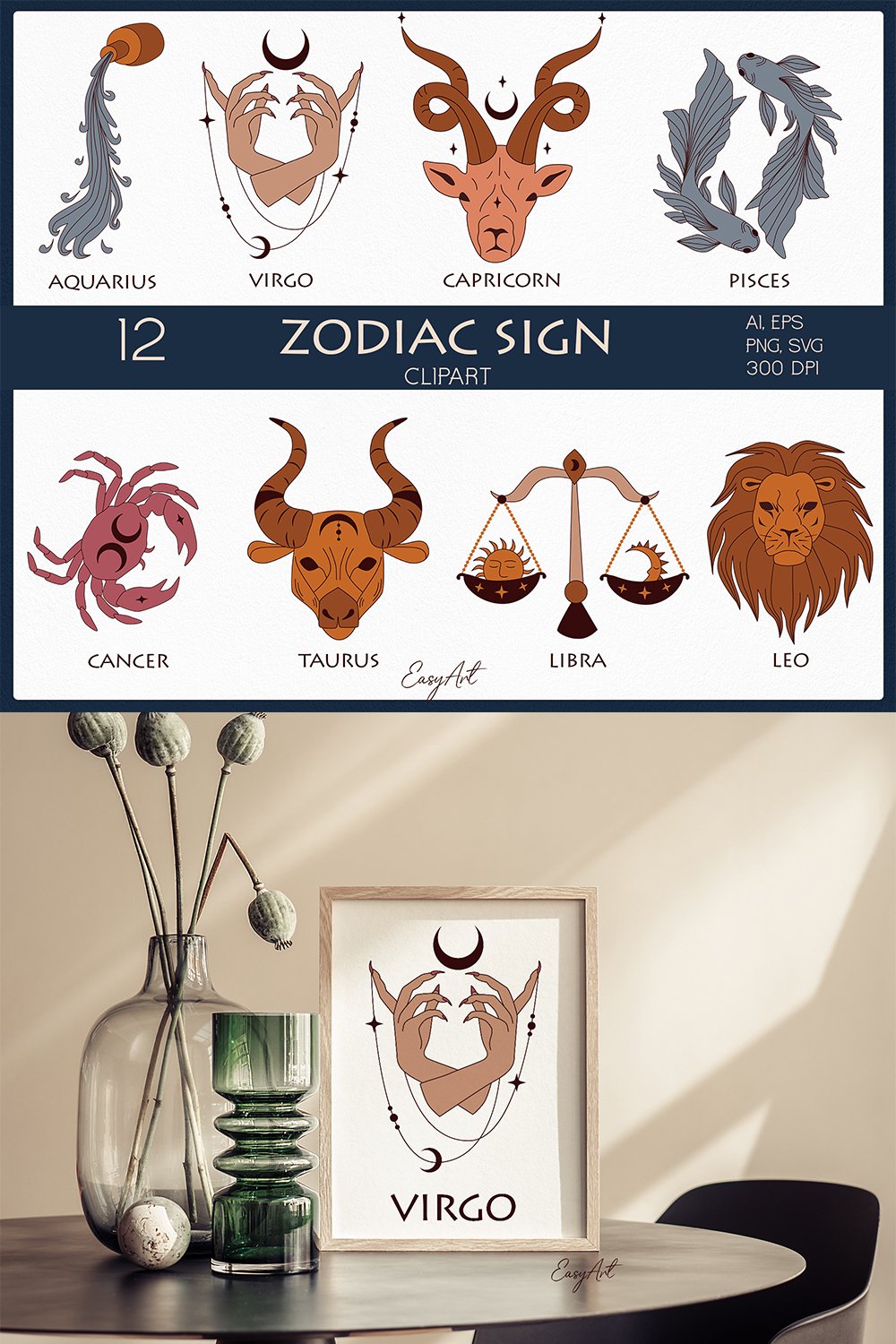 Zodiac Signs SVG, Horoscope symbols, Astrology PNG