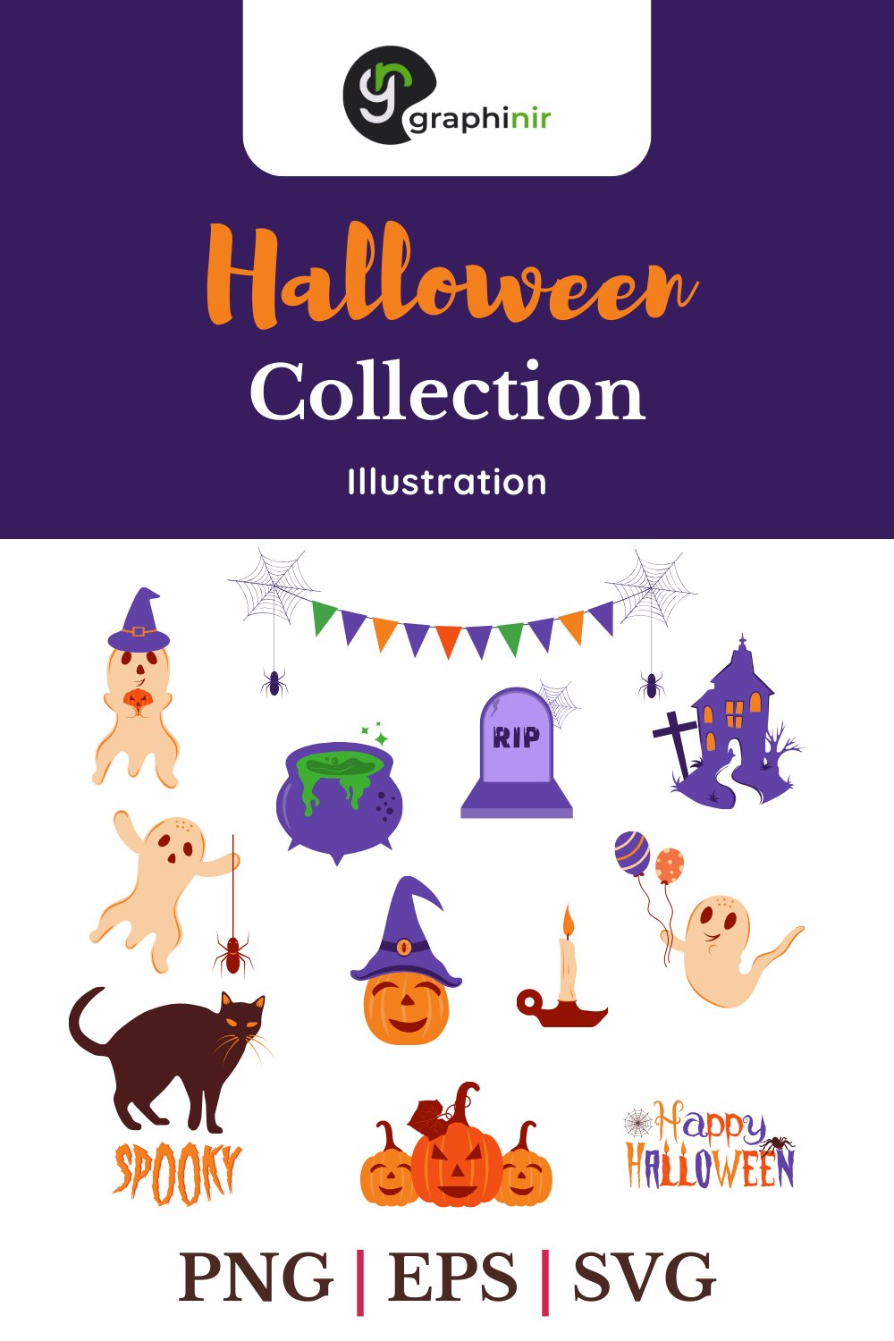 Halloween Elements Collection Flat Vector Illustration