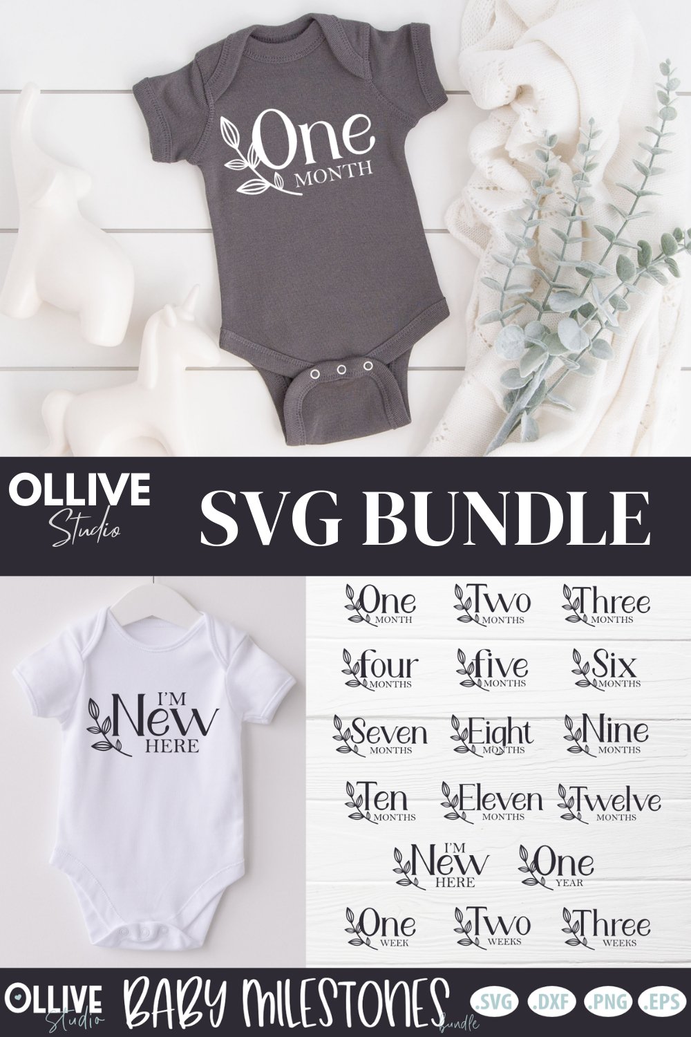 Baby Milestones Bundle | Baby Monthly Milestones SVG