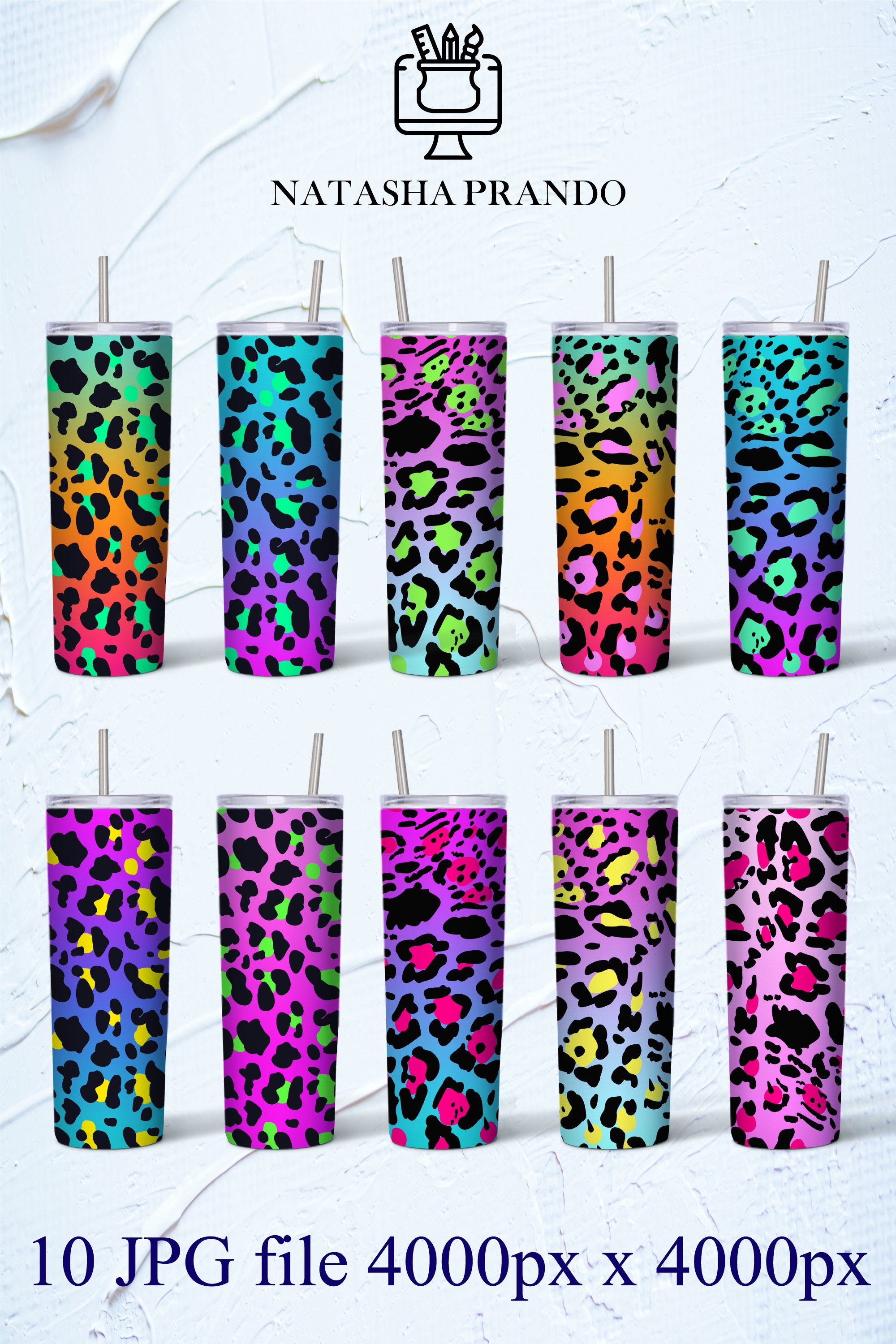 Bright Leopard Print, Animal Background Bundle