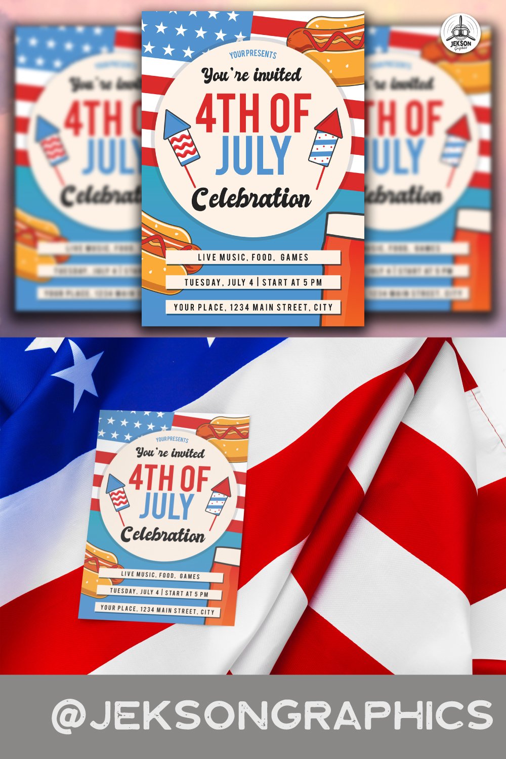 4th of July SVG Flyer | USA Independence Day Poster PNG