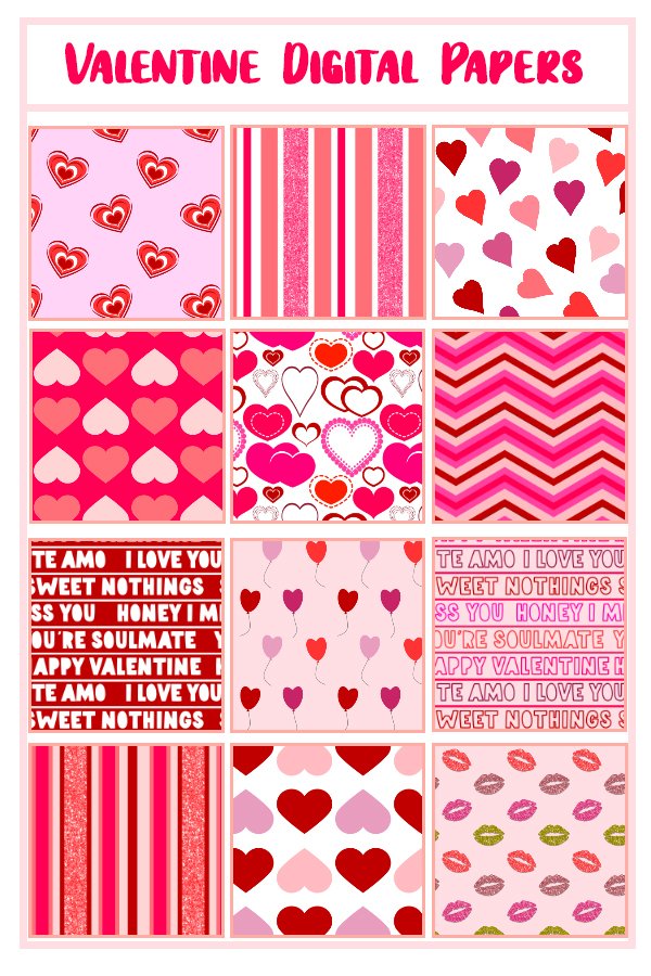 Pink Valentine Digital Paper Pack (479316)
