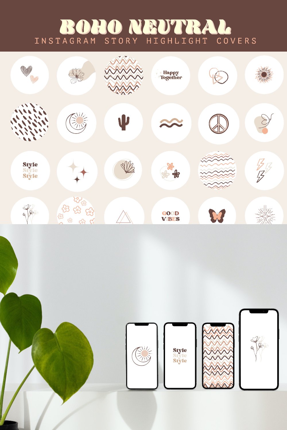 boho neutral instagram highlight covers