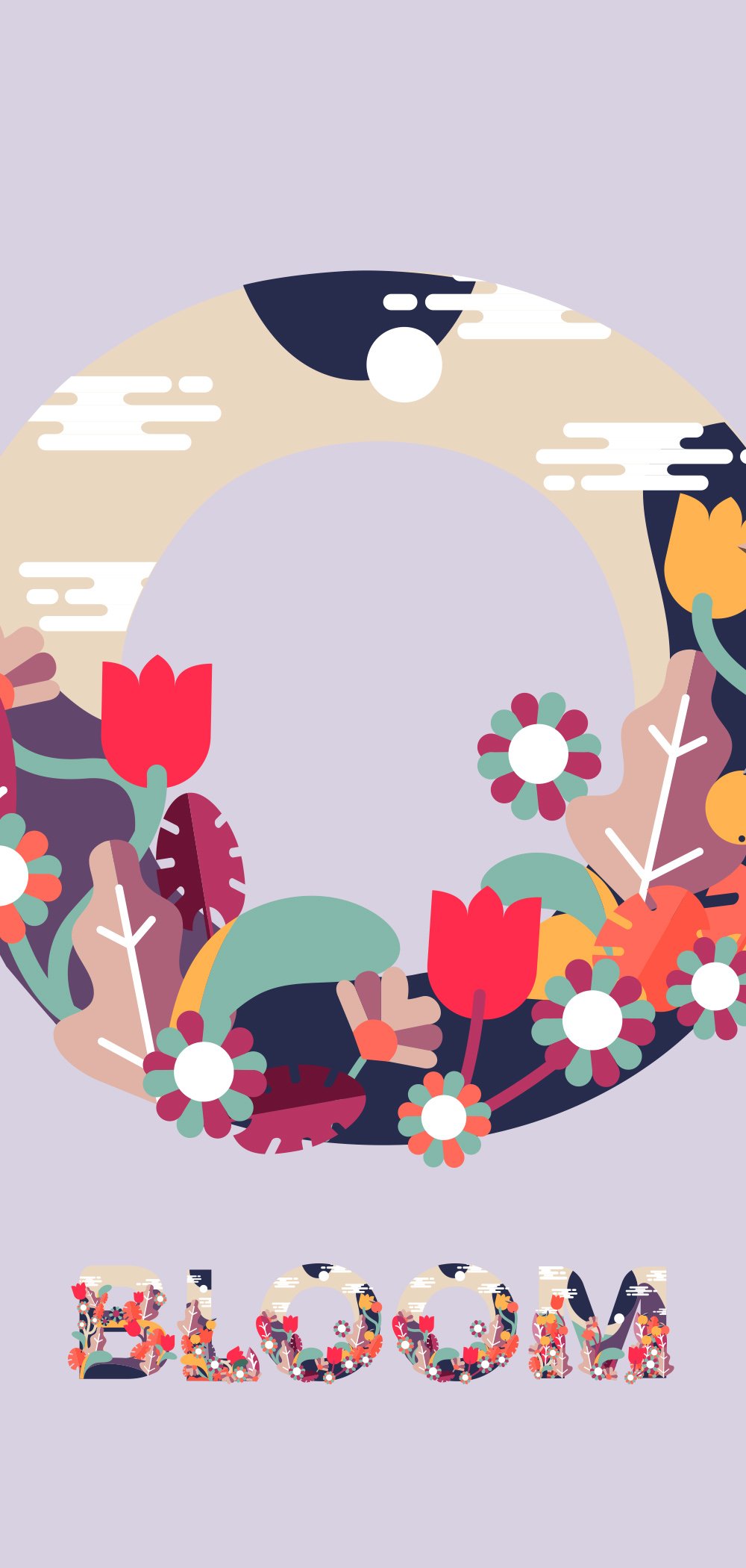 floral illustration color fonts