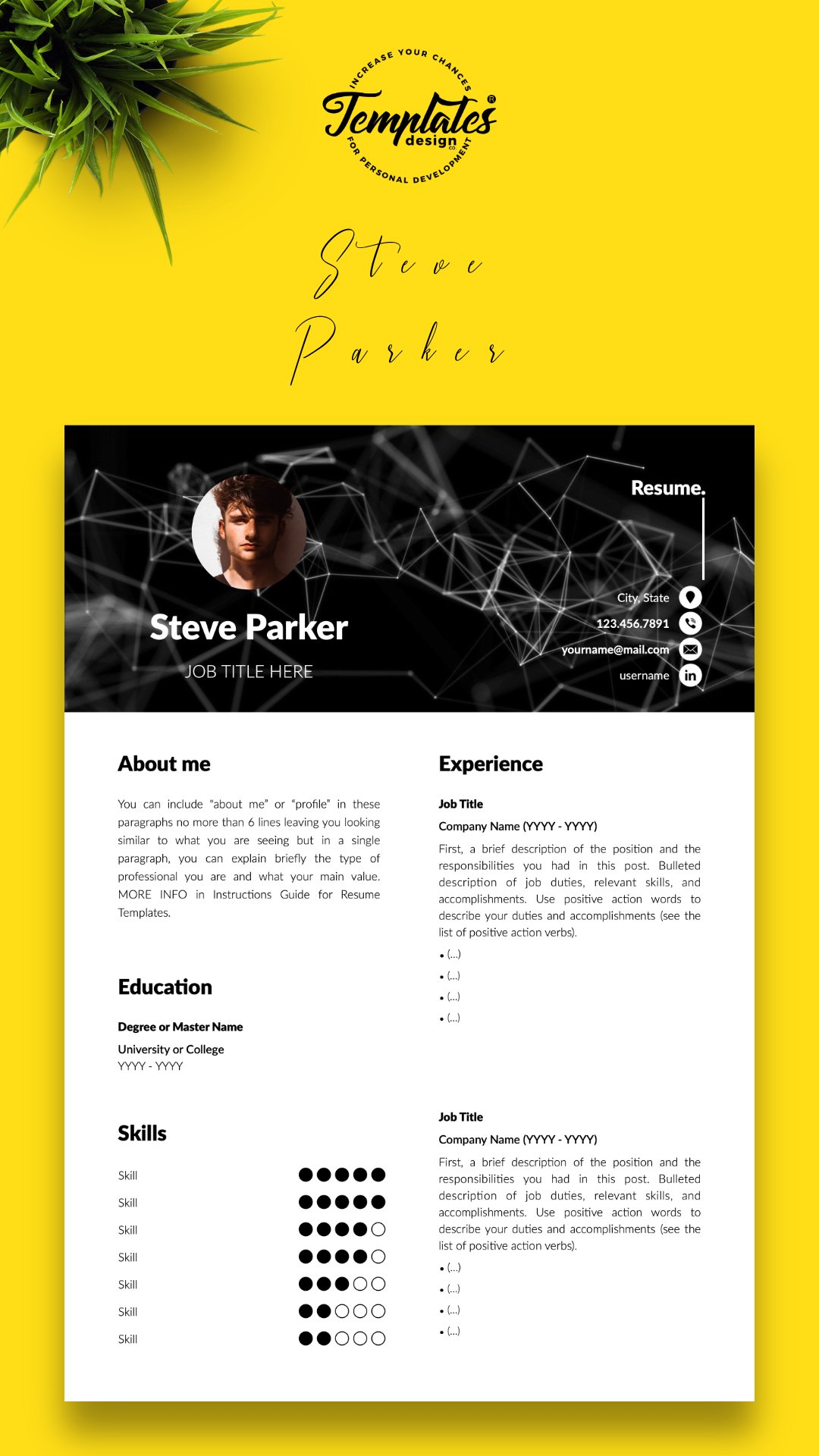 Creative Resume CV Template for Word & Pages Steve Parker