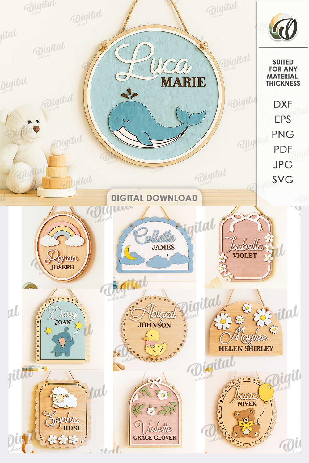 Personalized Children's Signs Bundle Lasercut. Kids Room SVG